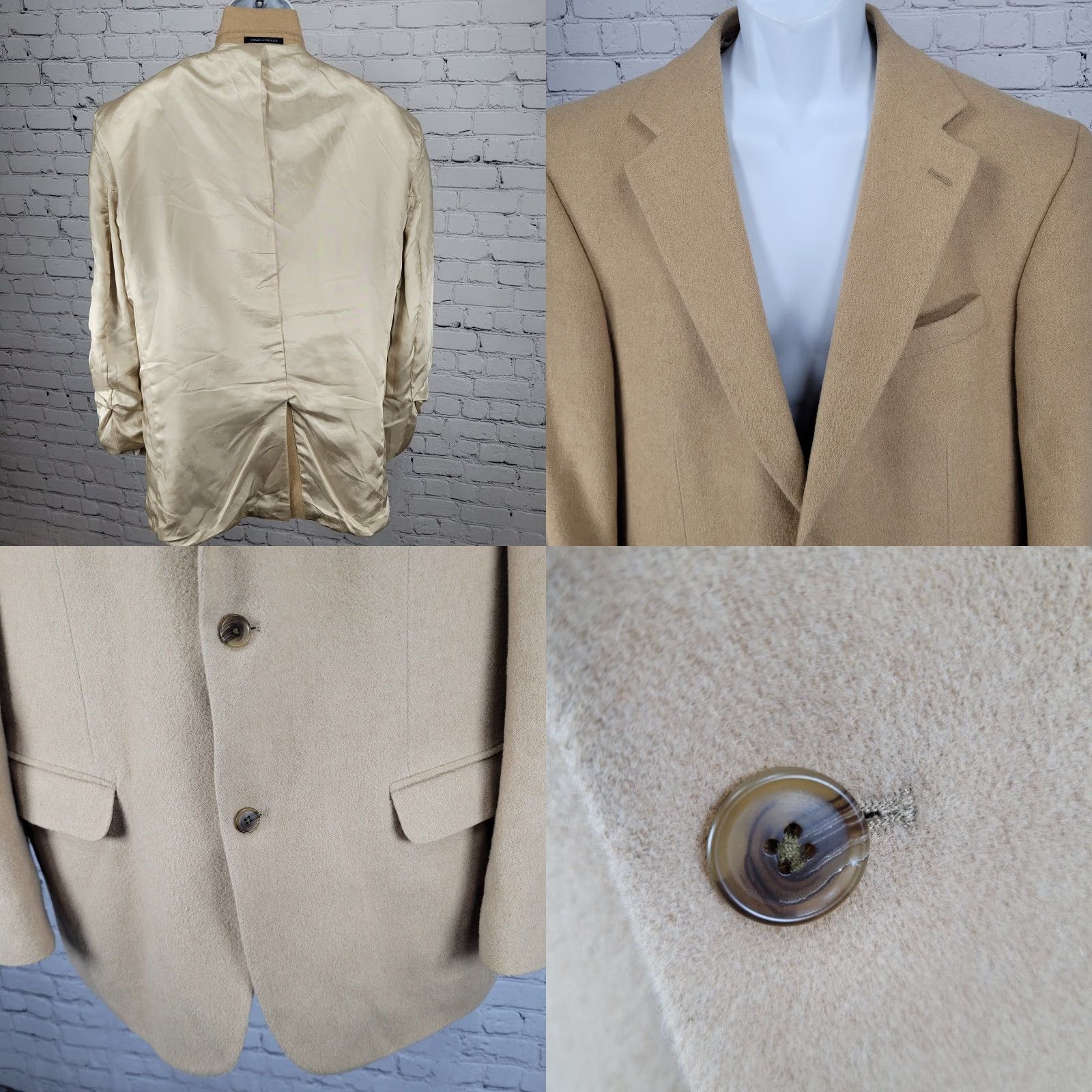 Lands' End Lands' End Blazer Sport Coat 2 Button Single Vented Notch Mens 43 Regular Brown Camelhair 100% Camelhair/Acetate Lining Long Size 46R - 8 Thumbnail