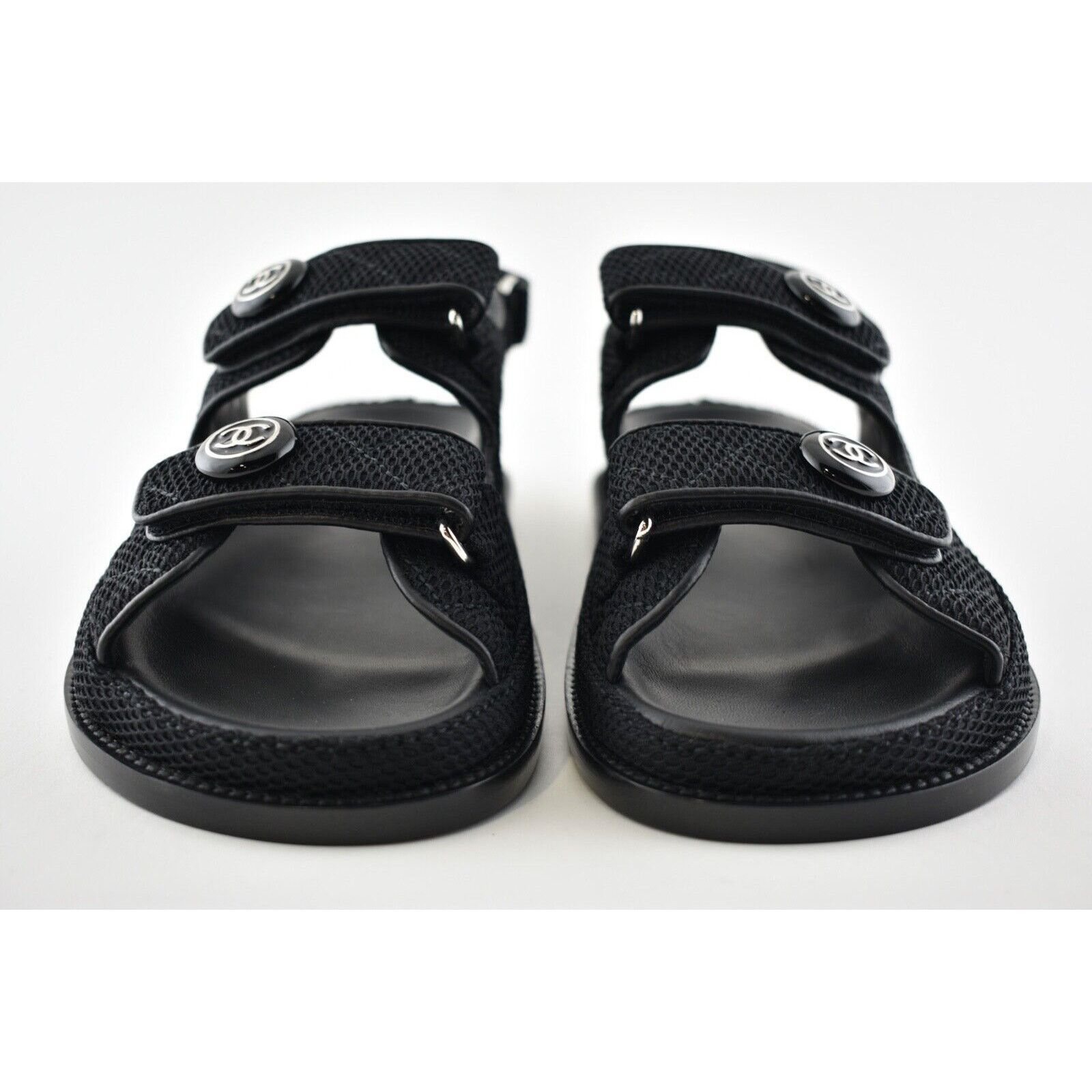 Chanel Chanel 21C Black Fabric Silver Logo Mule Slide Strap Flat Size US 9.5 / IT 39.5 - 7 Thumbnail