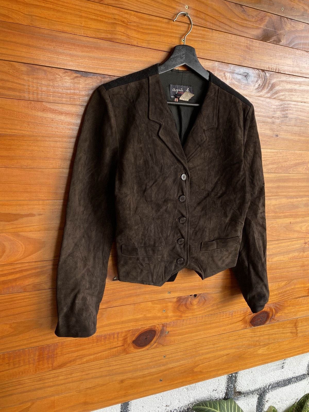 agnes b. Vintage Agnès b. Special Suede Wool Cropped Designer Jacket Size S / US 4 / IT 40 - 5 Thumbnail