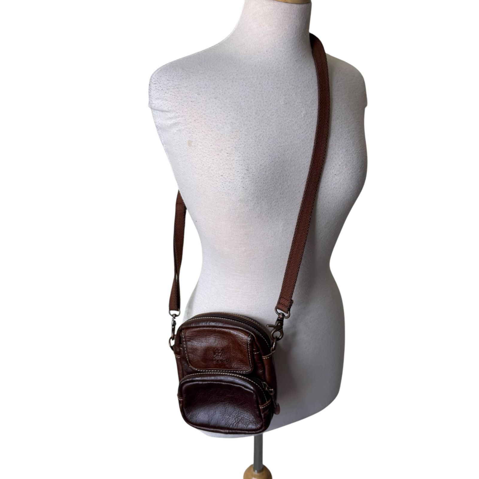 Cps Leather Mini Crossbody Convertible Belt Bag Purse Brown, Women's