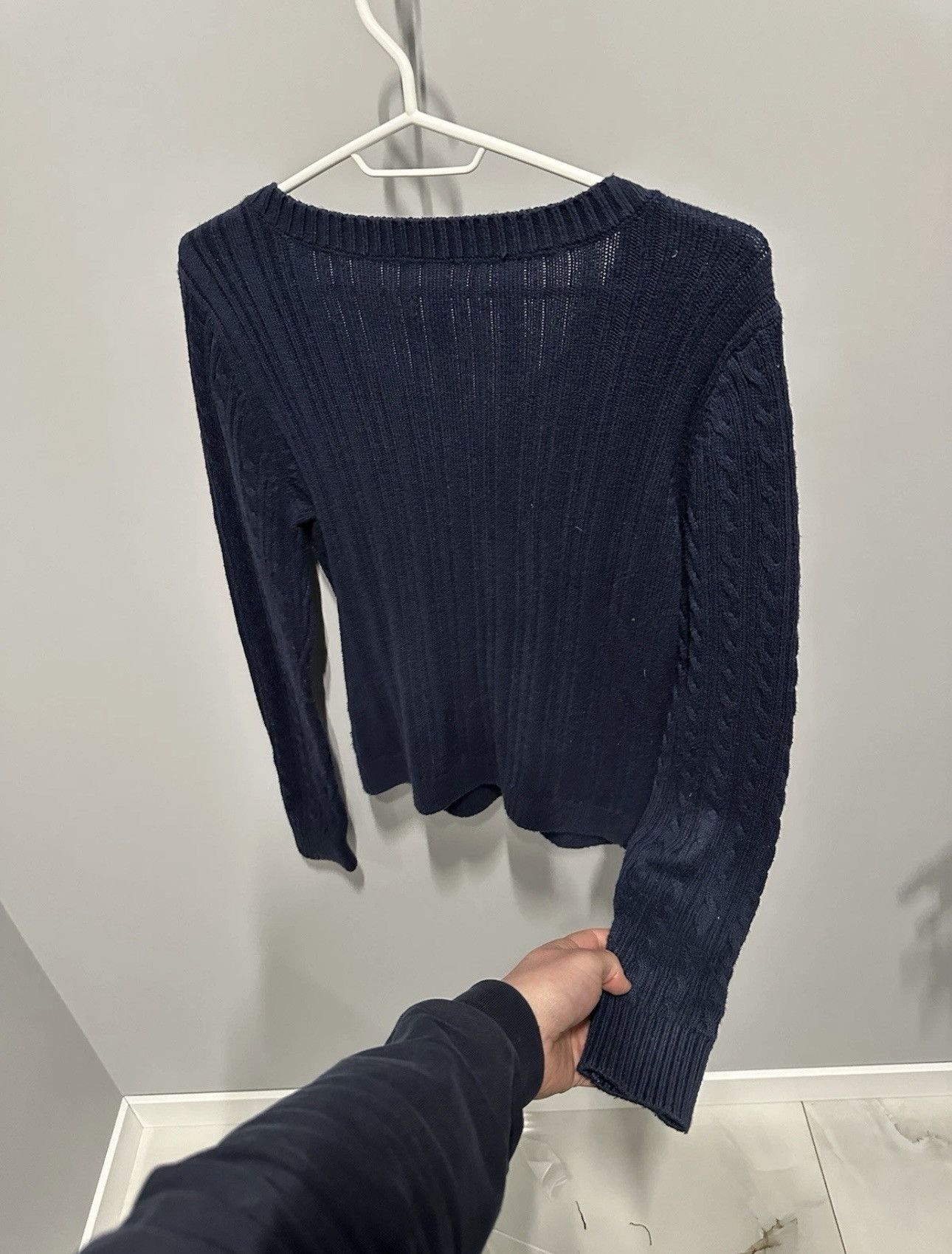 Hollister Y2K Hollister Sweater Women's Medium Blue Cable Knit V Neck Size M / US 6-8 / IT 42-44 - 7 Thumbnail