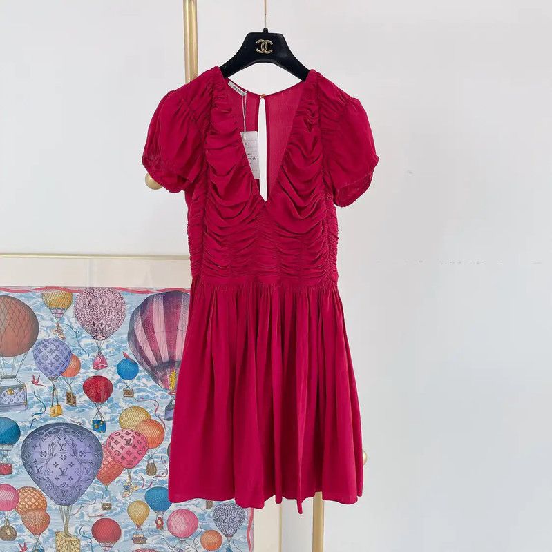 Miu Miu Miu Miu Pink Silk Short Sleeve Dress 0089 Size M / US 6-8 / IT 42-44 - 1 Thumbnail