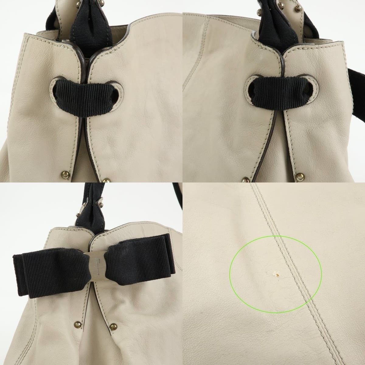 Salvatore Ferragamo Ferragamo Vara Ribbon Calfskin Shoulder Bag Beige Size ONE SIZE - 6 Thumbnail