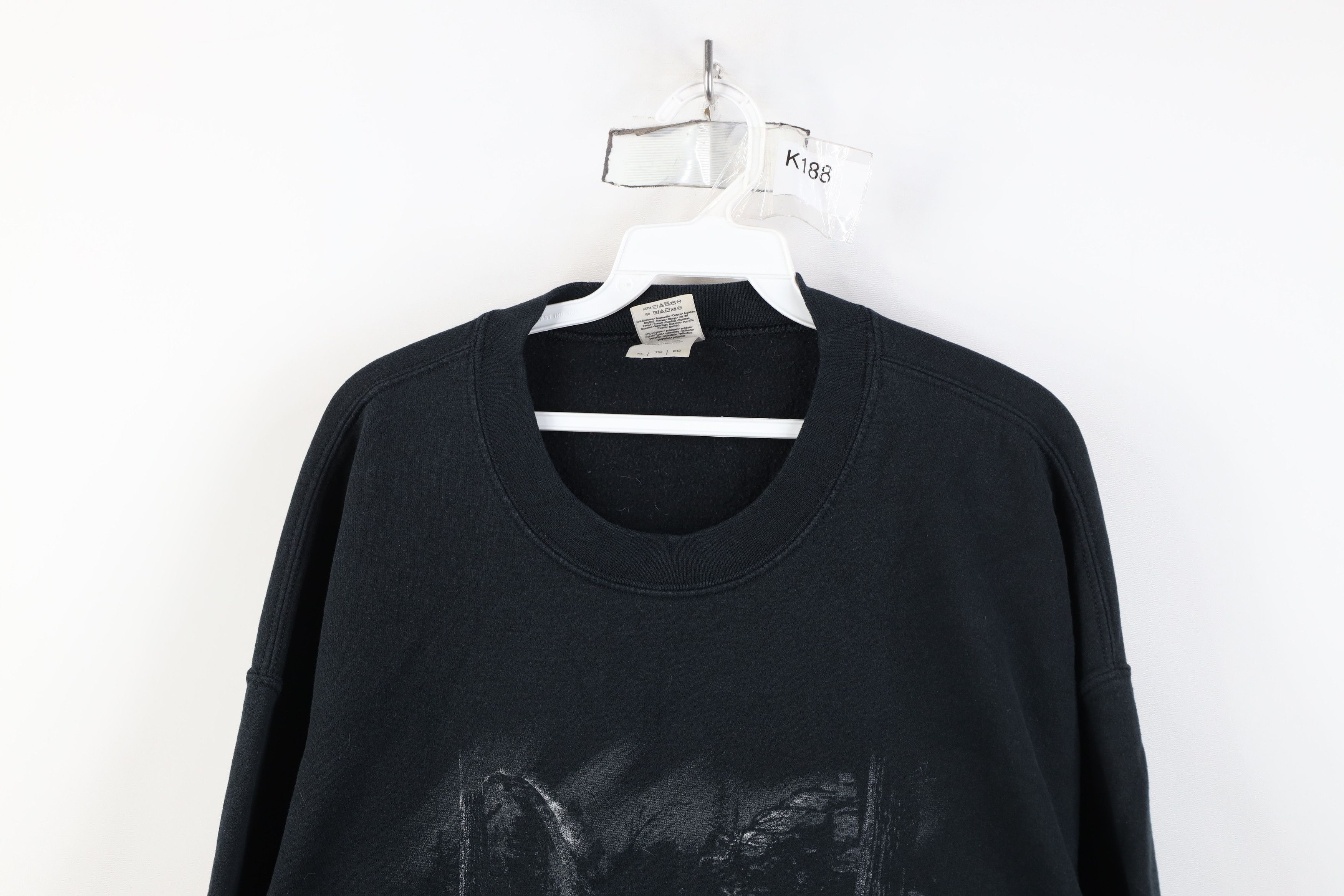Vintage Vintage 90s Y2K Streetwear Wolf Crewneck Sweatshirt Black Size US XL / EU 56 / 4 - 2 Thumbnail