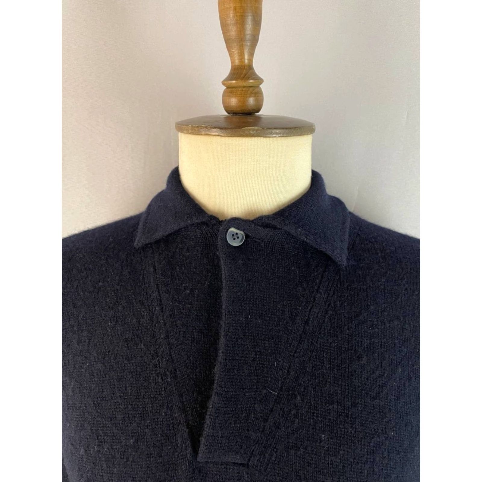 Loro Piana Loro Piana Mens Knit Sweater XL Blue Cashmere Long Sleeve Collared Pullover Knit, Regular Fit, Button Accent, Solid, Casual Size US XL / EU 56 / 4 - 4 Thumbnail