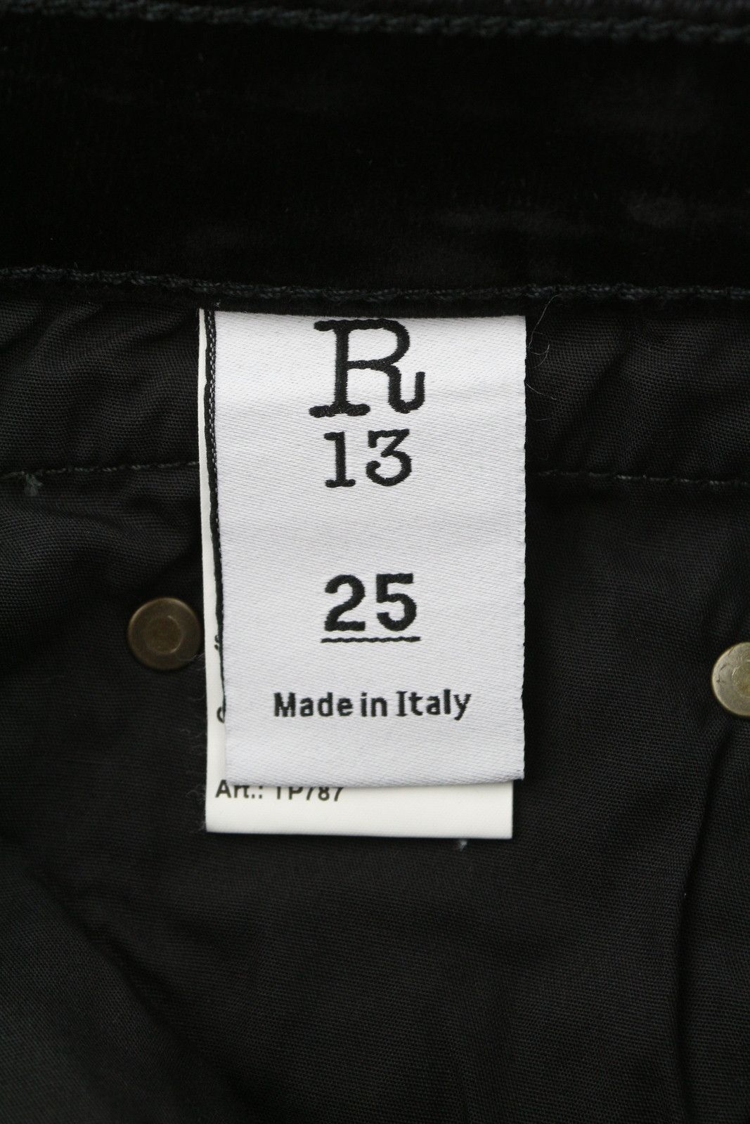 R13 BOY STRAIGHT 26 Flocked Black Velvet Cropped Dark 86252 Size 26" / US 2 / IT 38 - 7 Thumbnail