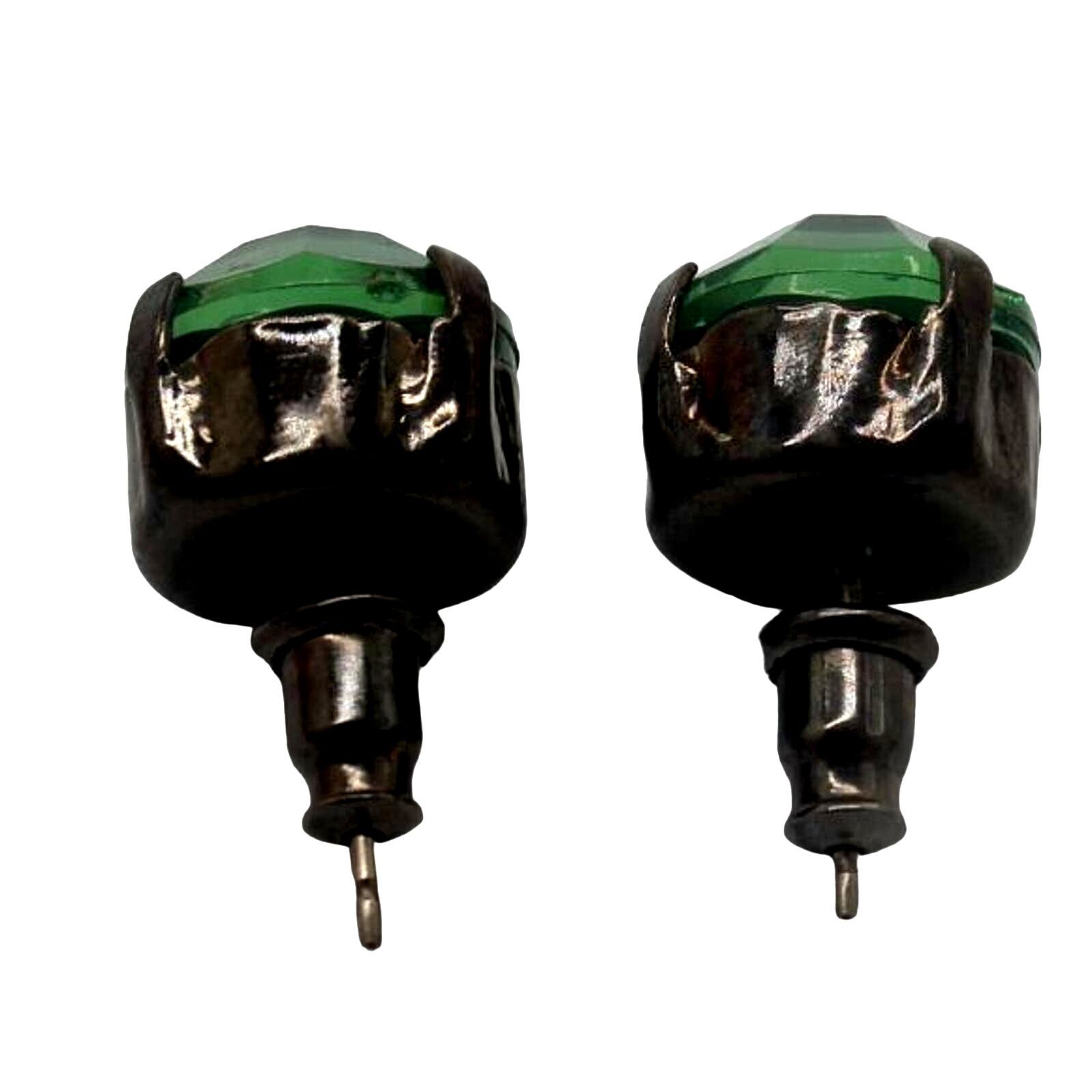 Other Emerald Green Rhinestone Stud Earrings • Gun Metal Gray Size ONE SIZE - 2 Thumbnail