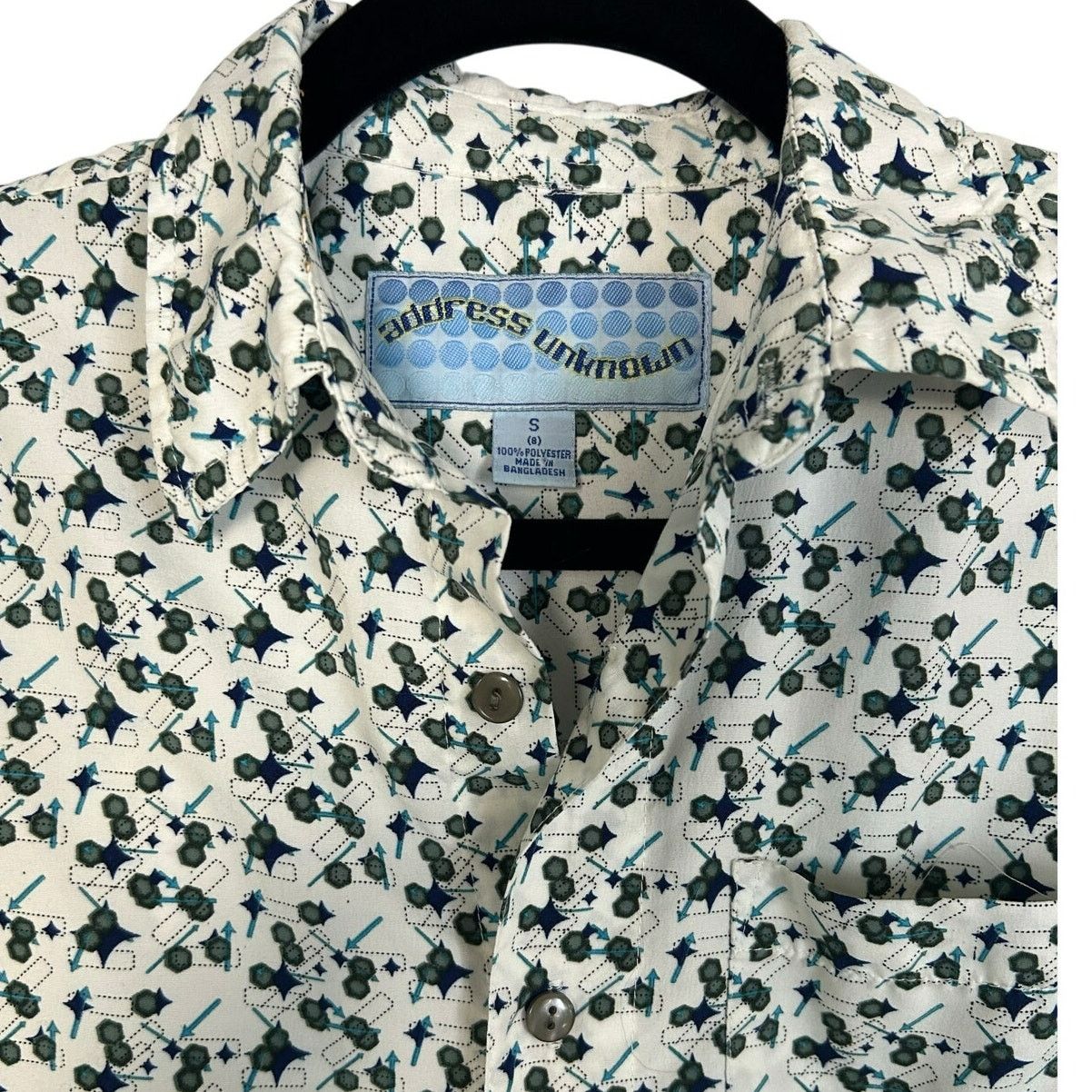 Vintage VTG Address Unknown White Teal S Atomic Retro 90s Mod Button Size US S / EU 44-46 / 1 - 4 Thumbnail