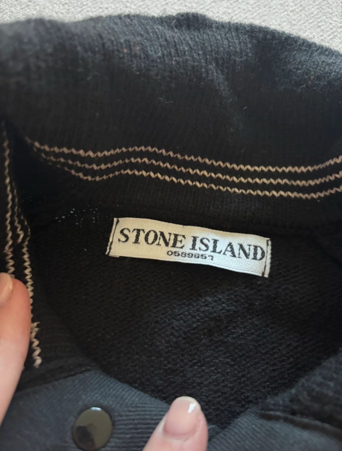 Stone Island Vintage Stone Island Ribbed Knit Polo Jumper - Black Size US L / EU 52-54 / 3 - 3 Thumbnail