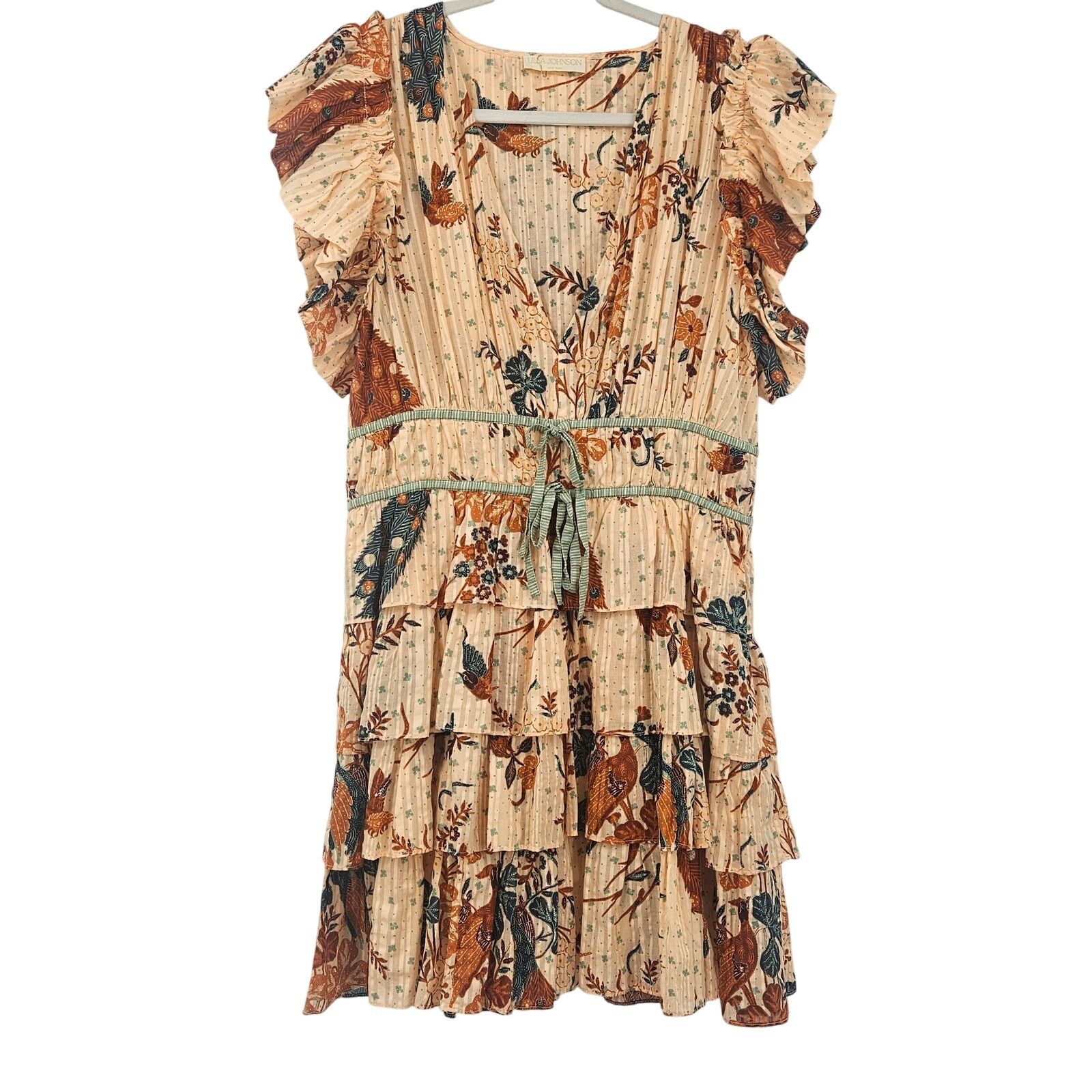 Ulla Johnson Ulla Johnson Marni Ruffled Mini Dress Peach Floral Size 14 Size XL / US 12-14 / IT 48-50 - 5 Thumbnail