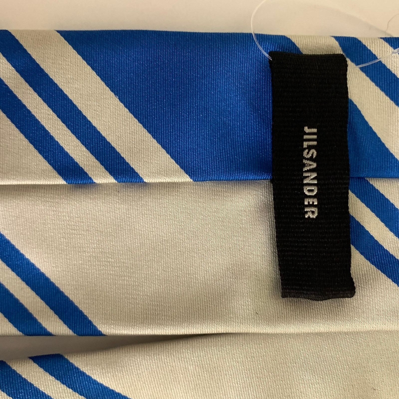 Jil Sander JIL SANDER Size Blue & Beige Silver Stripe Silk Tie Size ONE SIZE - 2 Thumbnail