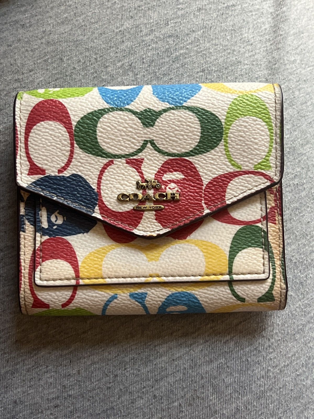 Bape Coach RARE Coach X Bape Signature Canvas Wallet Grailed