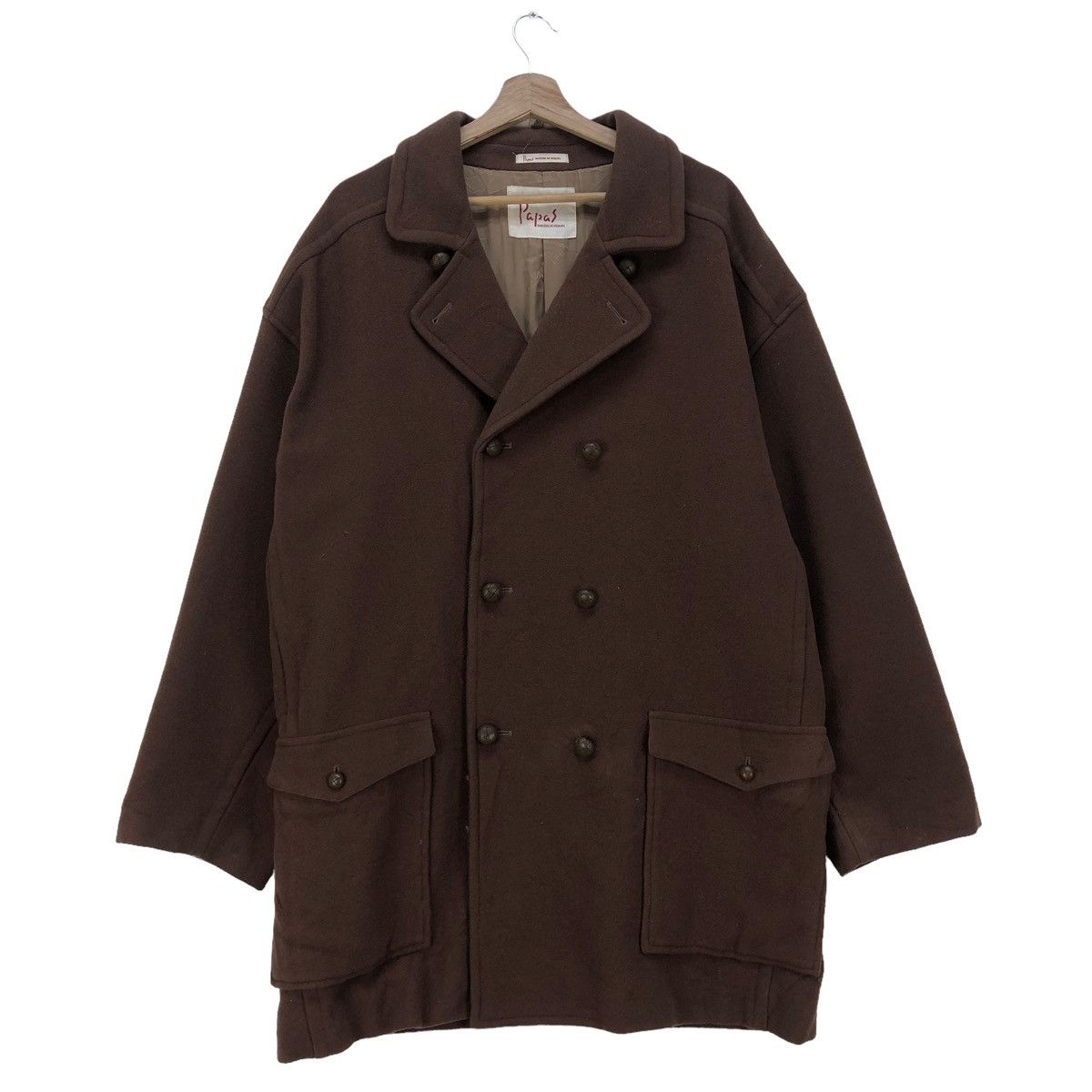 image of Cashmere Wool Papas Double Collar Jacket in Brown, Men's (Size Large)