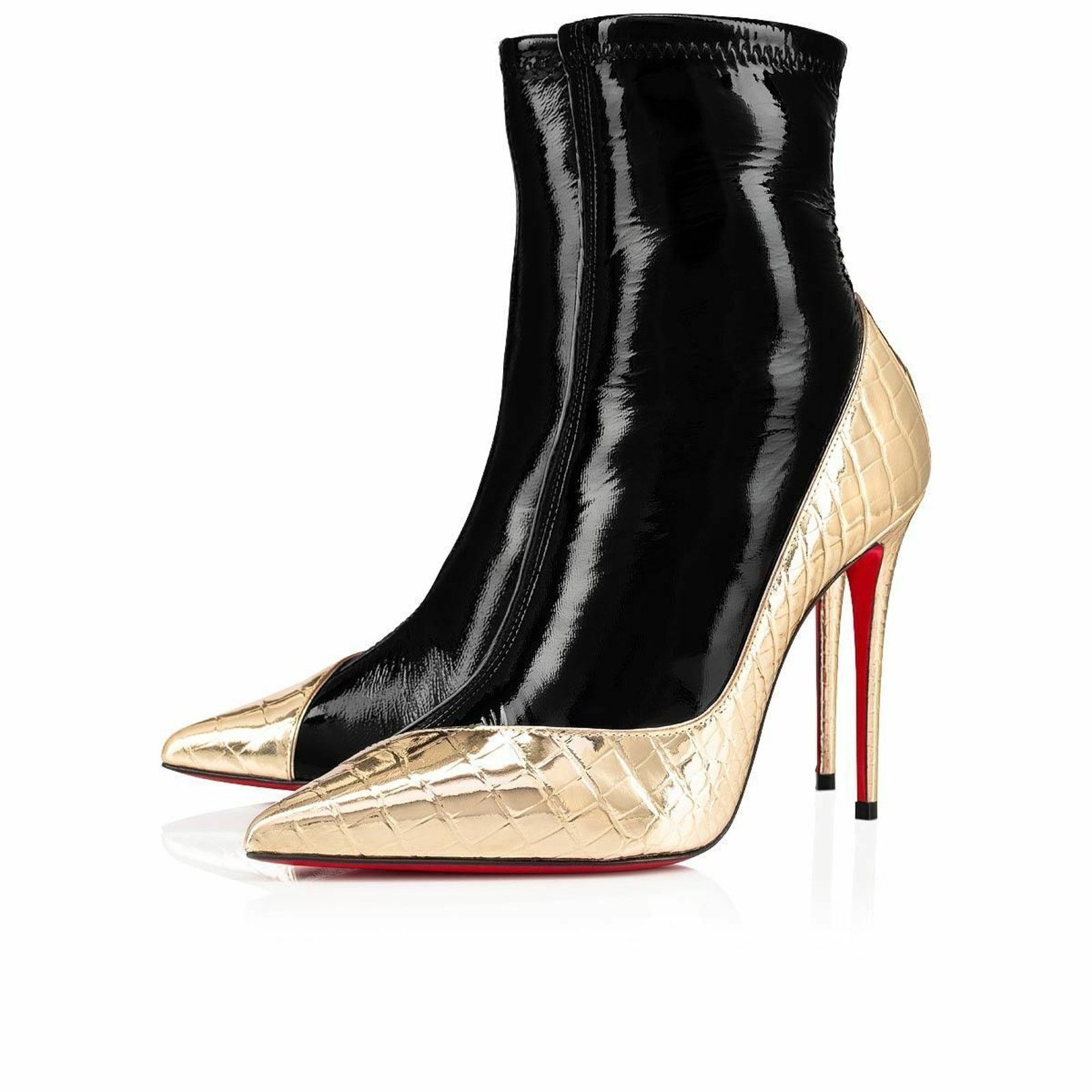 Christian Louboutin Christian Louboutin Bibooty 100 Black Platine Gold Patent Size US 10 / IT 40 - 1 Thumbnail