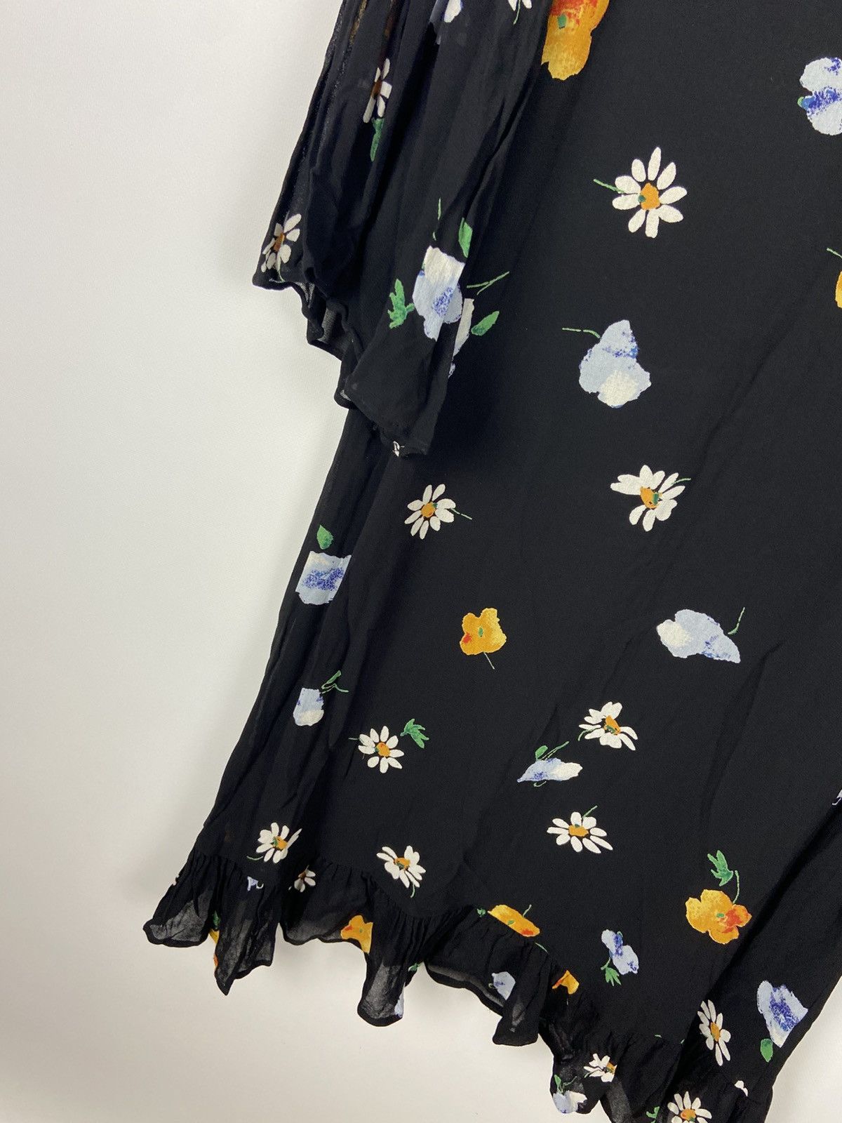 Designer × Ganni Ganni Dainty Georgette Floral Black Mini Dress Sz 36 Size XS / US 0-2 / IT 36-38 - 8 Thumbnail