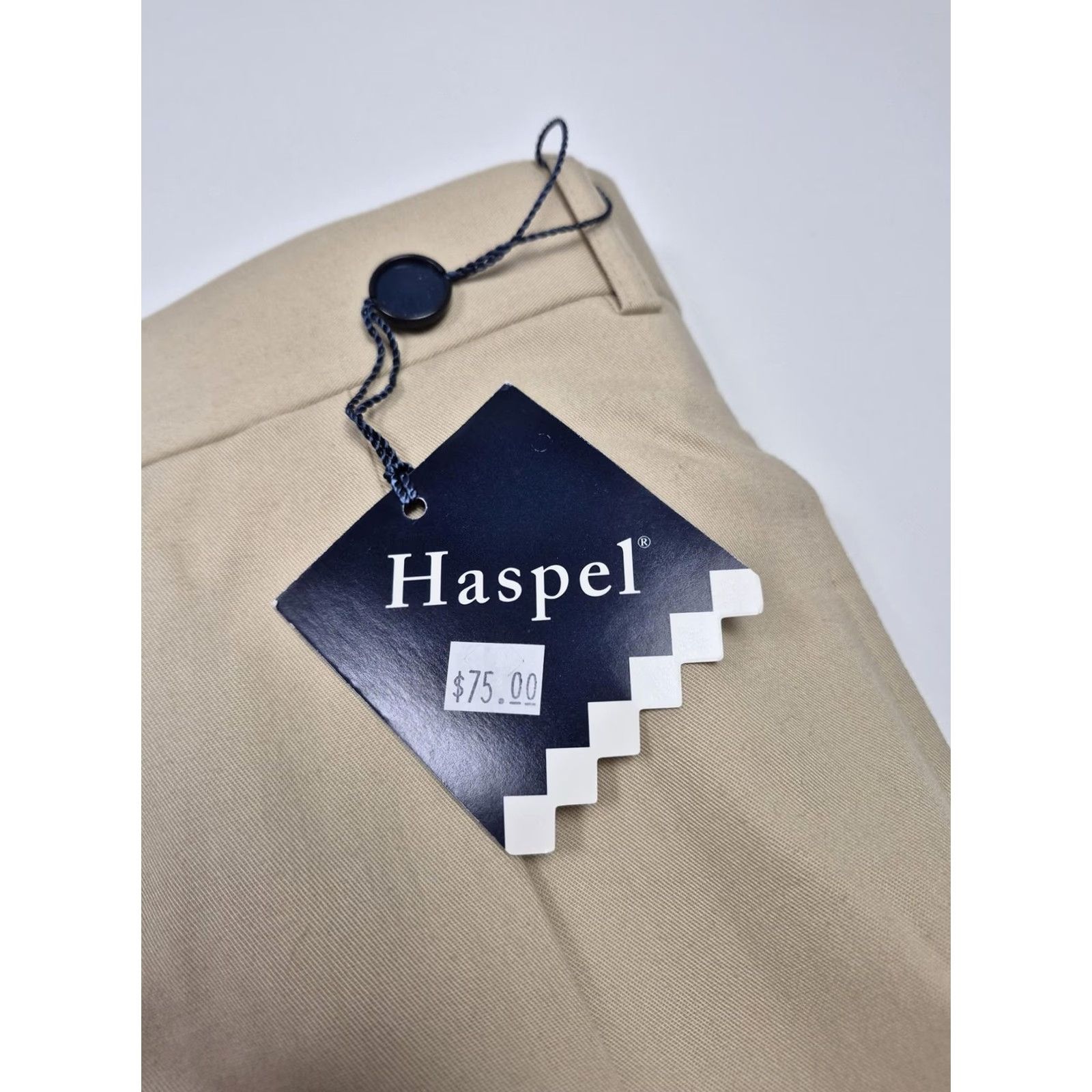 Vintage Haspel Dress Pants Mens 42x36 Beige Cotton Pleated Astor Classic Unhemmed NWT Size US 42 / EU 58 - 3 Thumbnail