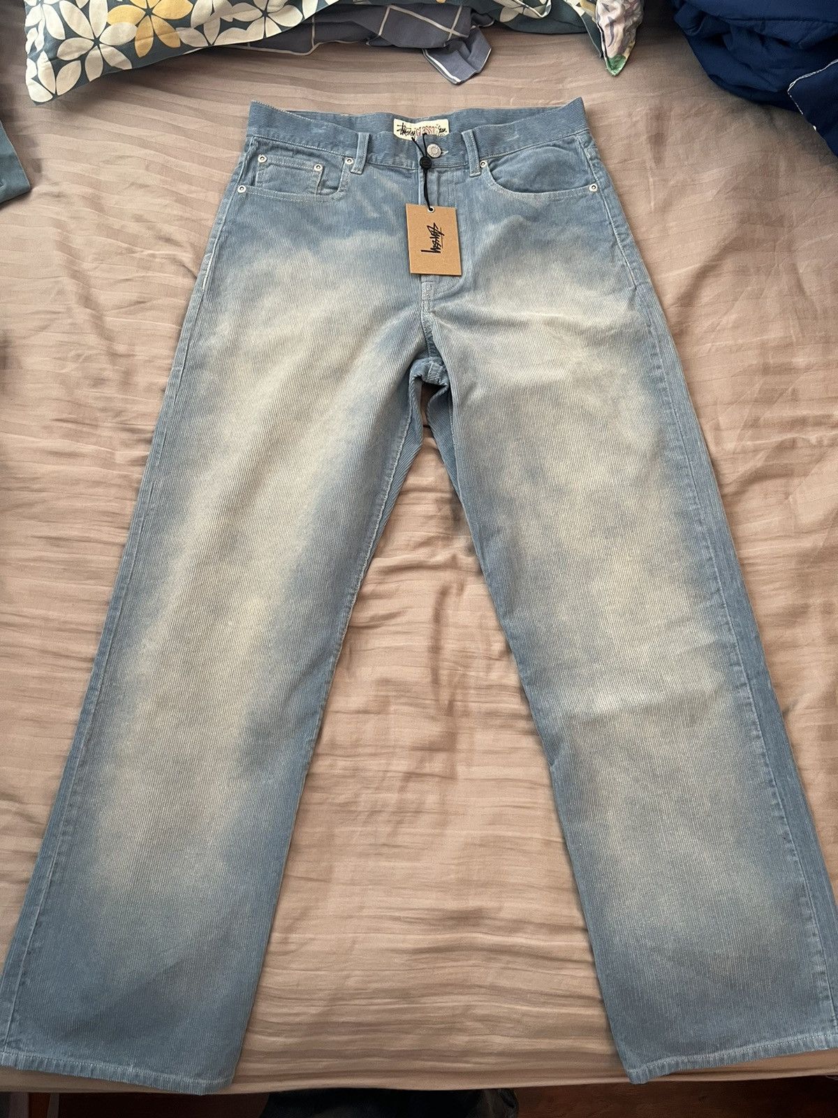 image of Stussy Big Ol’ Jean Faded Corduroy in Blue, Men's (Size 30)