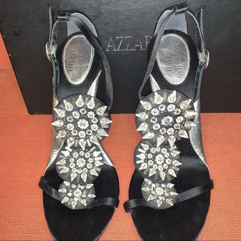 Azzaro Jemima Khan for Azzaro Bejeweled Heels Size US 6.5 / IT 36.5 - 4 Thumbnail