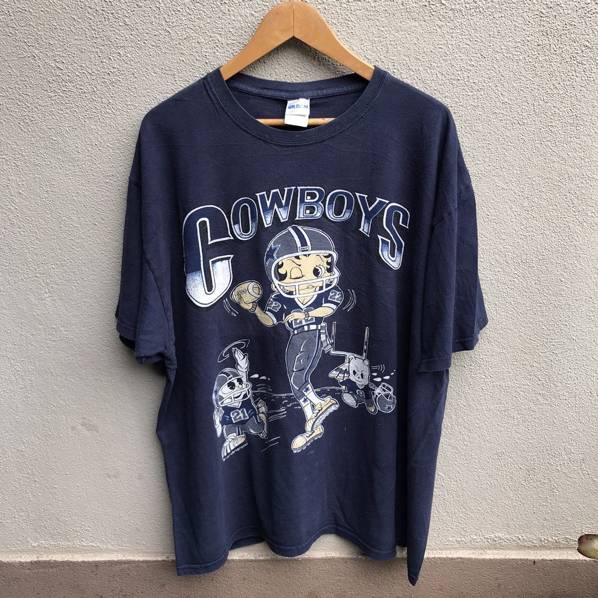 image of Cartoon Network x Vintage Betty Boop X Dallas Cowboys Nfl Tee in Blue, Men's (Size 2XL)