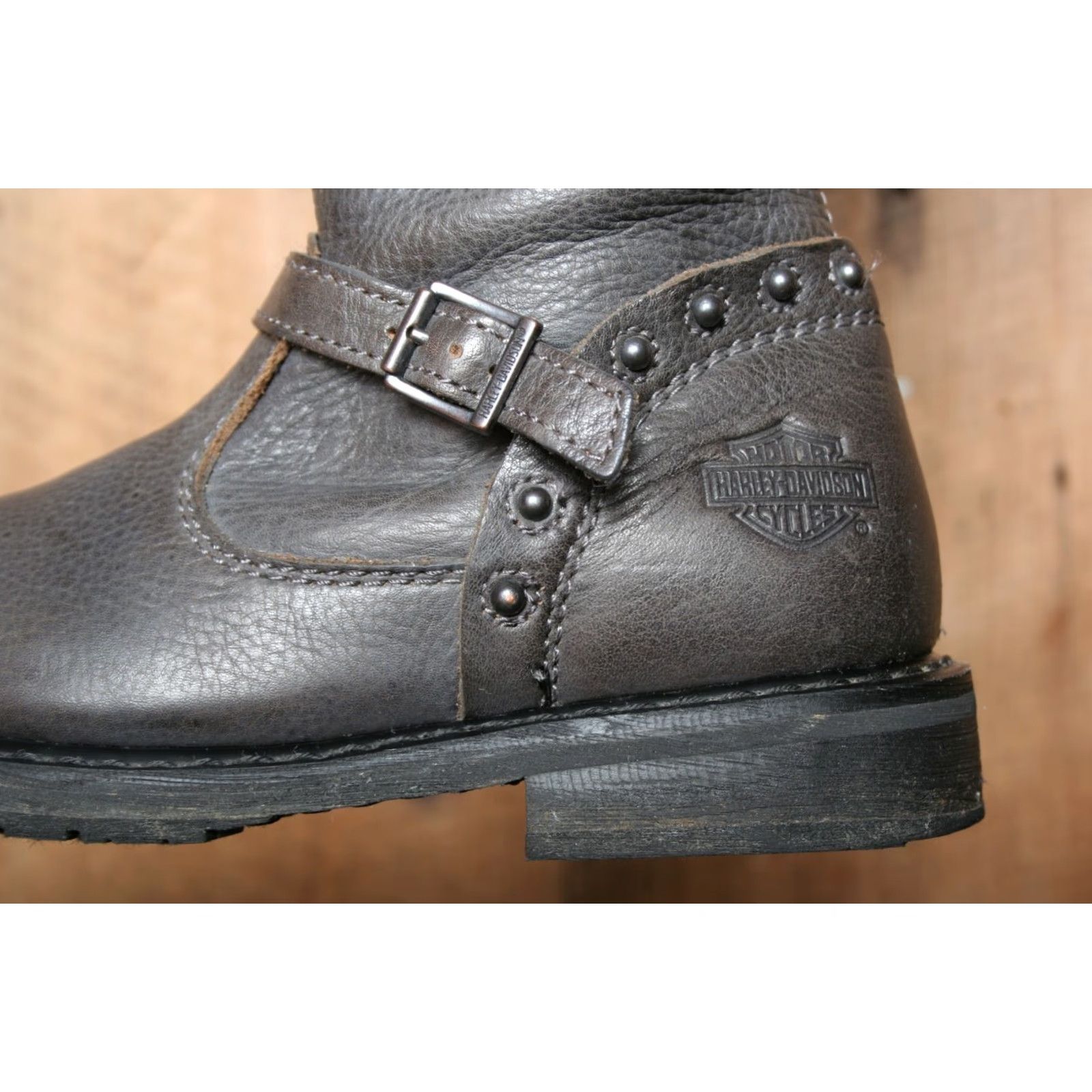 Harley Davidson HARLEY-DAVIDSON Cyndie Slate Gray Leather Knee High Buckle Strap Boots 6.5 M Womens Shoe Shaft Style Knee High Boot Size US 7 / IT 37 - 6 Thumbnail