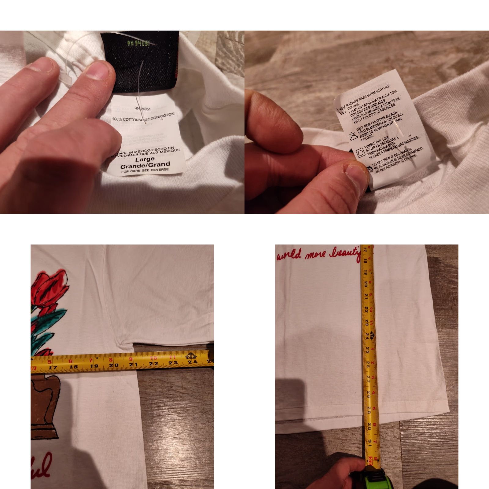Vintage VINTAGE TSI White Graphic Print T-Shirt Unisex Adults Large Flower Mother's Day 90s Mexico Size US L / EU 52-54 / 3 - 8 Thumbnail