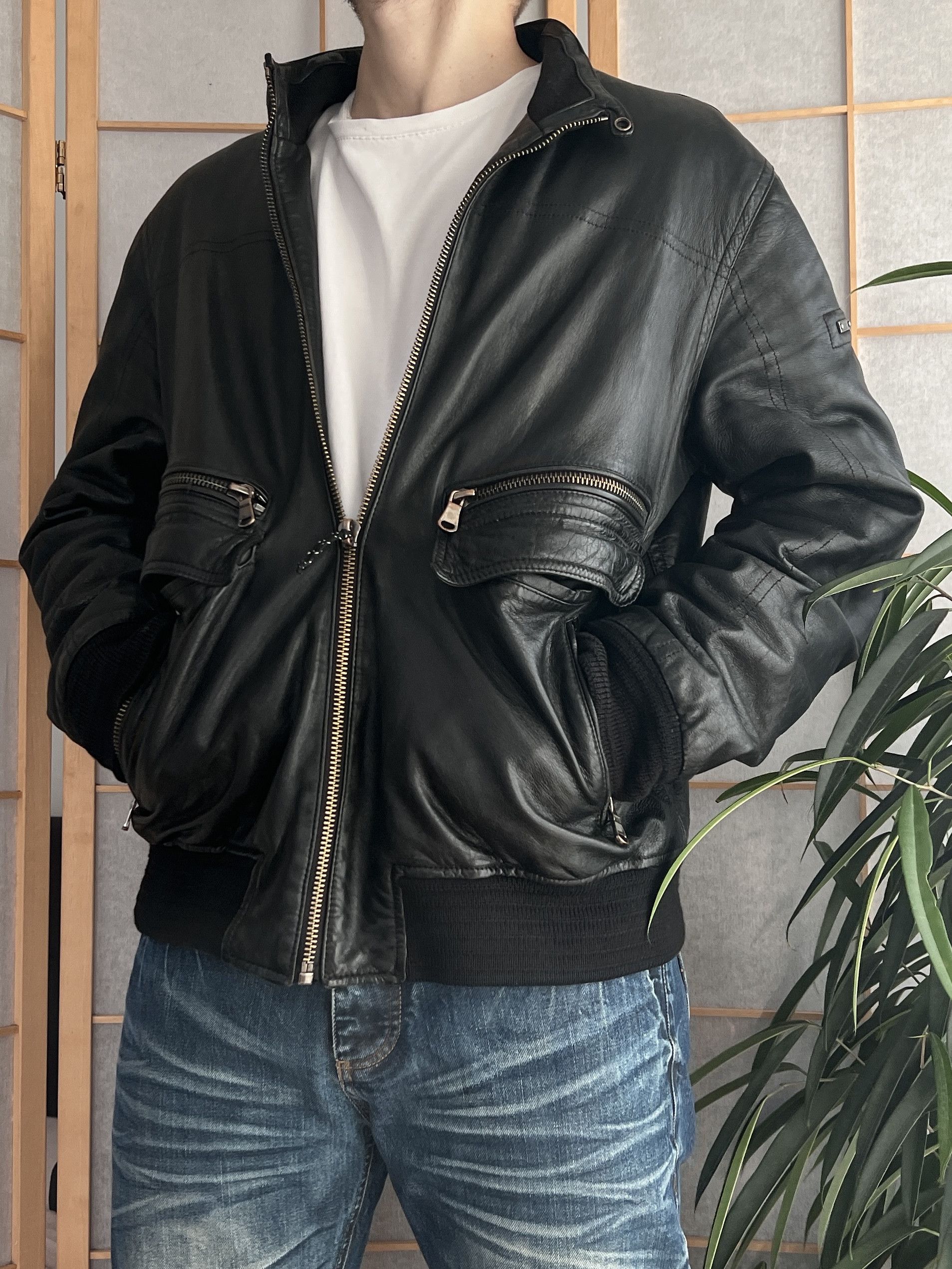 If Six Was Nine Vintage 2000s leather bomber jacket baggy boxy y2k japanese Size US L / EU 52-54 / 3 - 1 Thumbnail