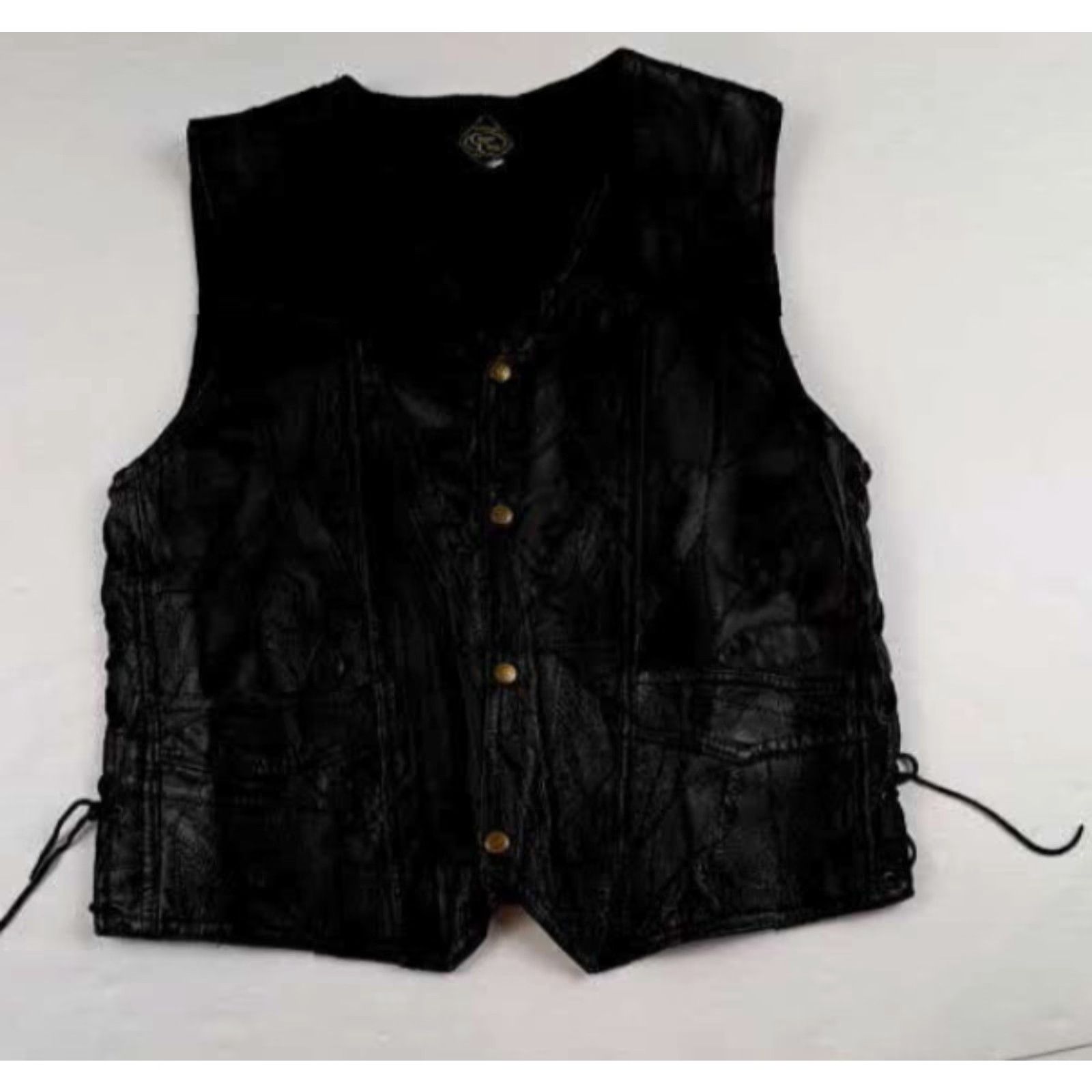 Vintage Canyon Creek Vest Men Biker Motorcycle Leather Black Snaps Front Pockets Size M 26in Long Regular Size US M / EU 48-50 / 2 - 3 Thumbnail