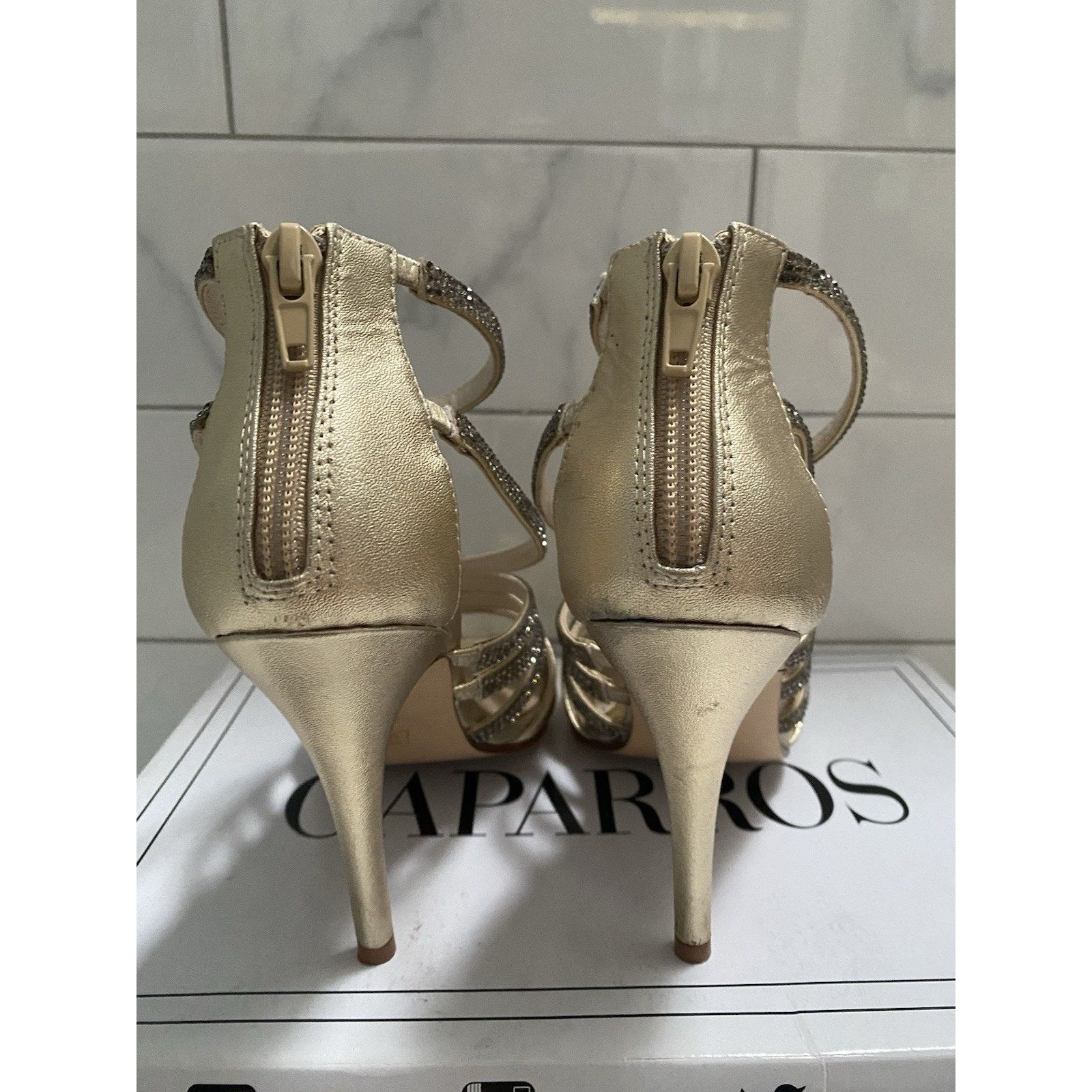 &Daughter × Other Caparros Platino Metallic Gold Open Toes Sz 61/2 M Size US 6.5 / IT 36.5 - 4 Thumbnail