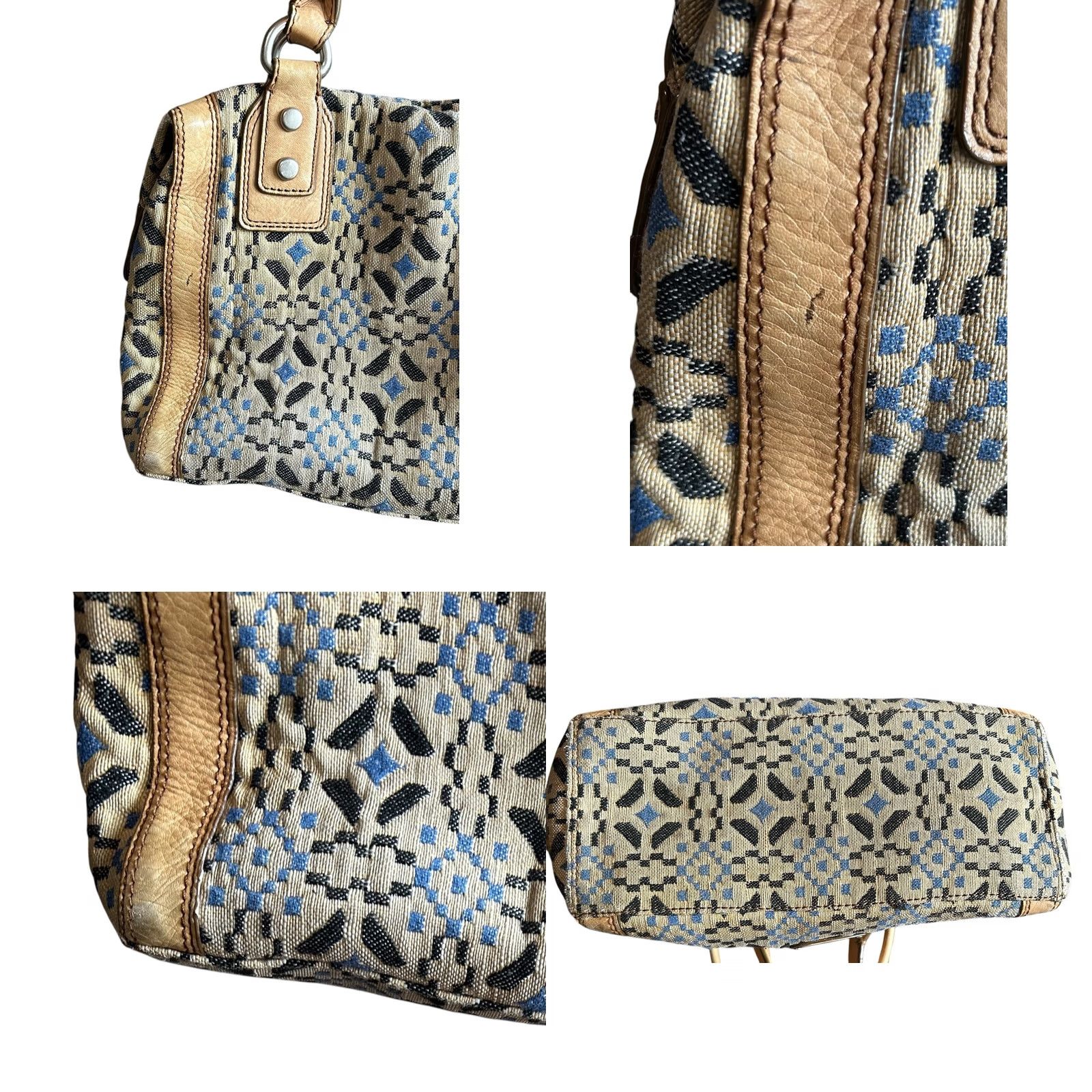 Fossil Fossil Marlow Satchel Fabric Leather Black Blue Accent Purse Handbag Women’s Size ONE SIZE - 10 Thumbnail