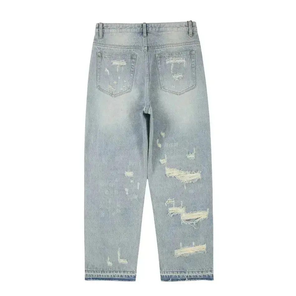 Japanese Brand Washed Blue Oversized Torn Jeans Size US 32 / EU 48 - 4 Thumbnail