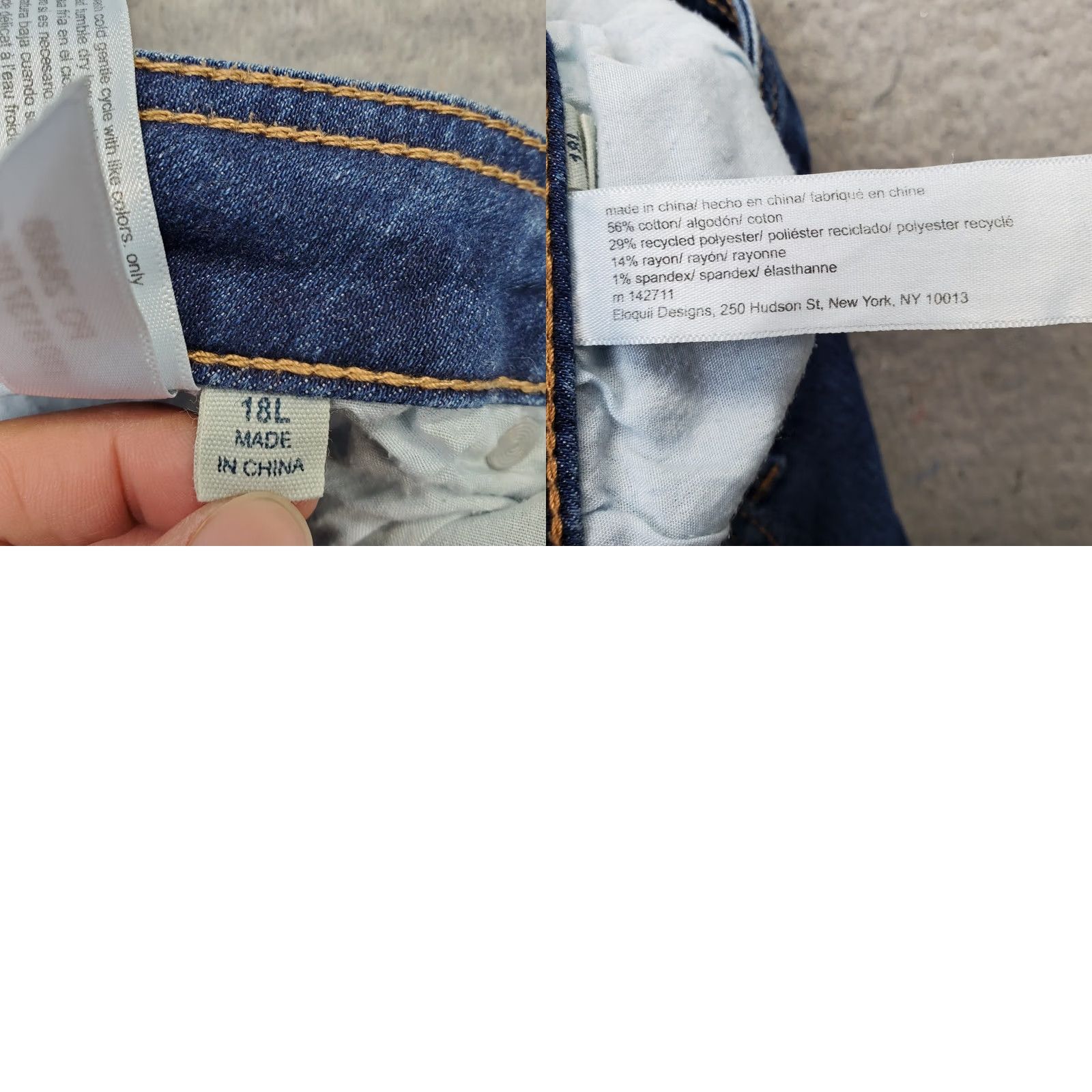 Vintage ELOQUII Skinny Jeans Womens 18 Blue Denim Stretch Distressed 5-Pocket Jeans Size 40" / US 18 - 8 Thumbnail
