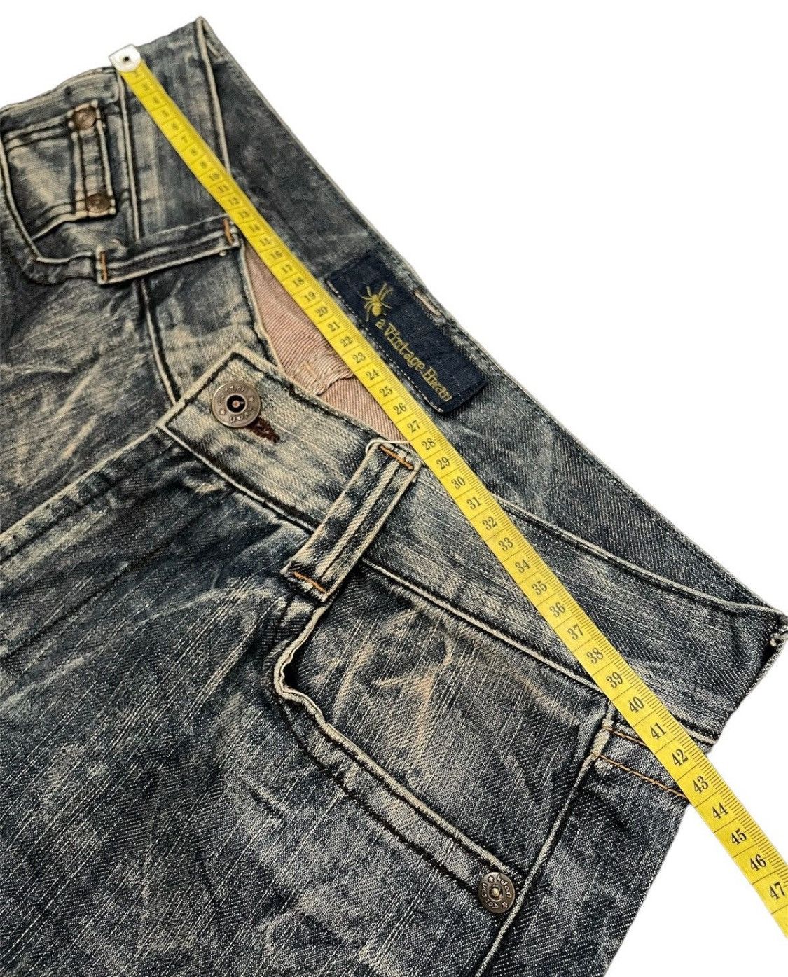 Isaac Sellam Experience A hwan Blue buckleback Wide Jeans Size US 33 - 7 Thumbnail