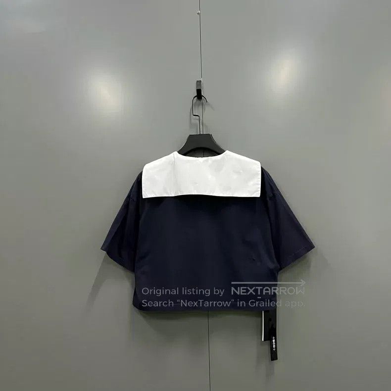 Miu Miu Miu Miu Size S Bow navy collar letter short sleeve Size S / US 4 / IT 40 - 2 Thumbnail