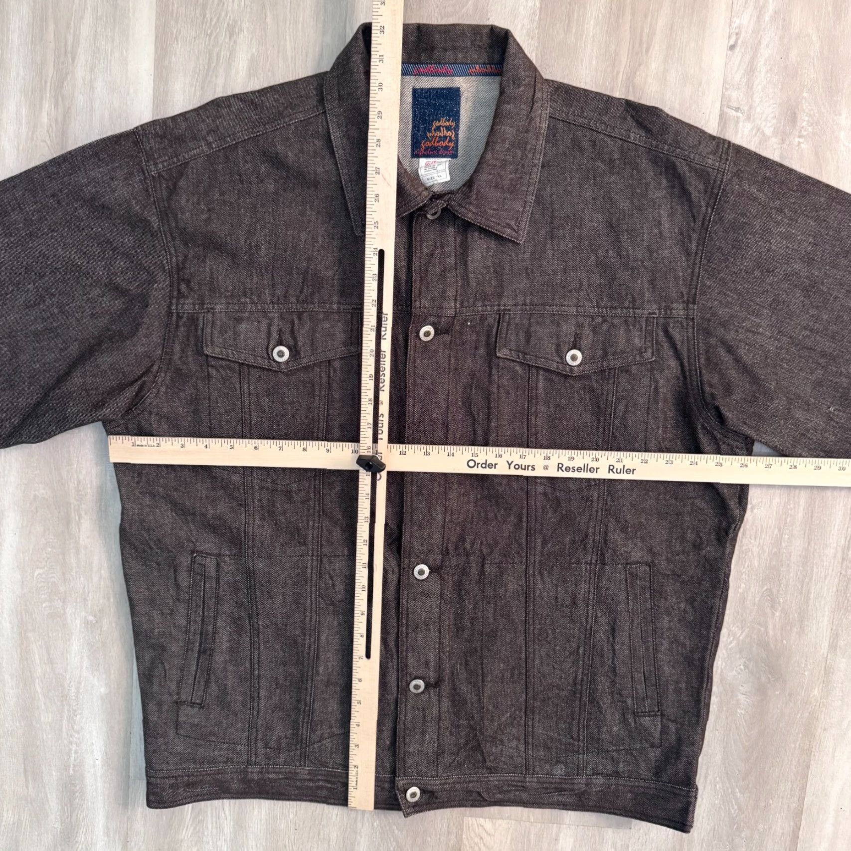 Denime GODBODY Denim Jacket & Baggy Jeans XL Brown 100% Cotton Button Up Hip Hop Men Casual Size US 36 / EU 52 - 4 Thumbnail