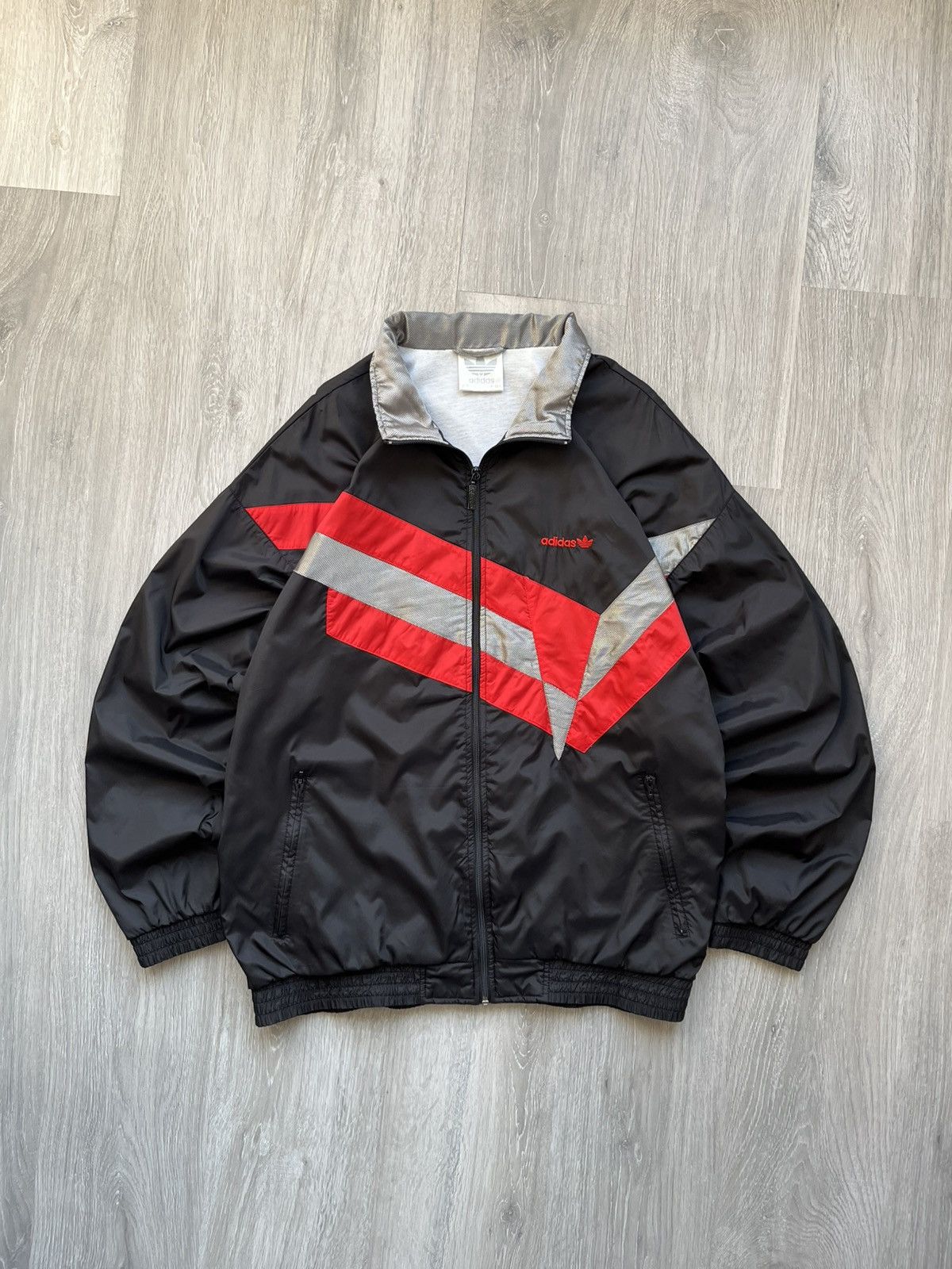 Vintage Adidas 90's Black Nylon Track Jacket Windbreaker