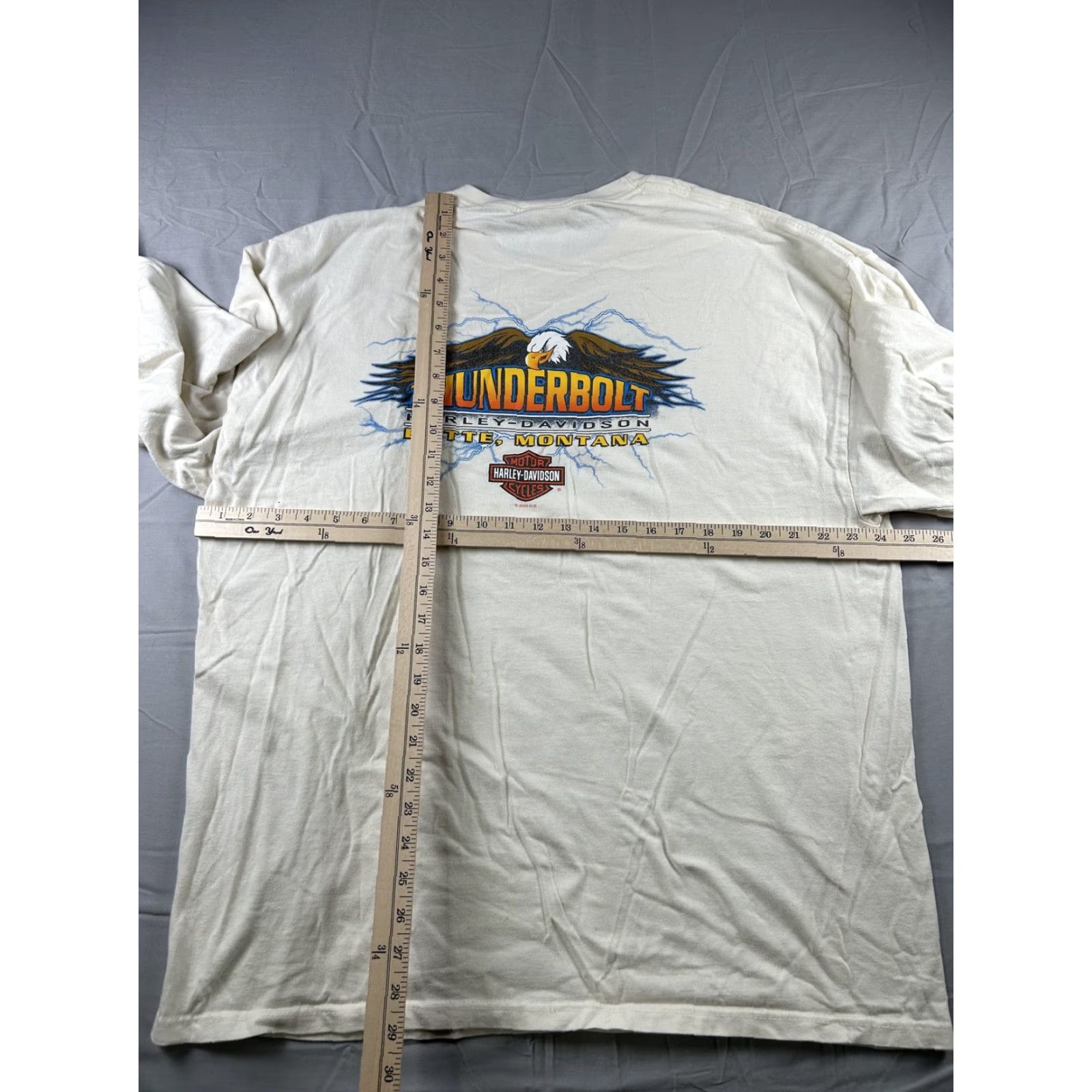Harley Davidson VINTAGE Harley-Davidson Shirt Mens 2XL Thunder Eagle Long Sleeve Hit Montana White Off-White Crew Neck Graphic Print USA Motorcycle Biker USA - Size US XXL / EU 58 / 5 - 7 Thumbnail