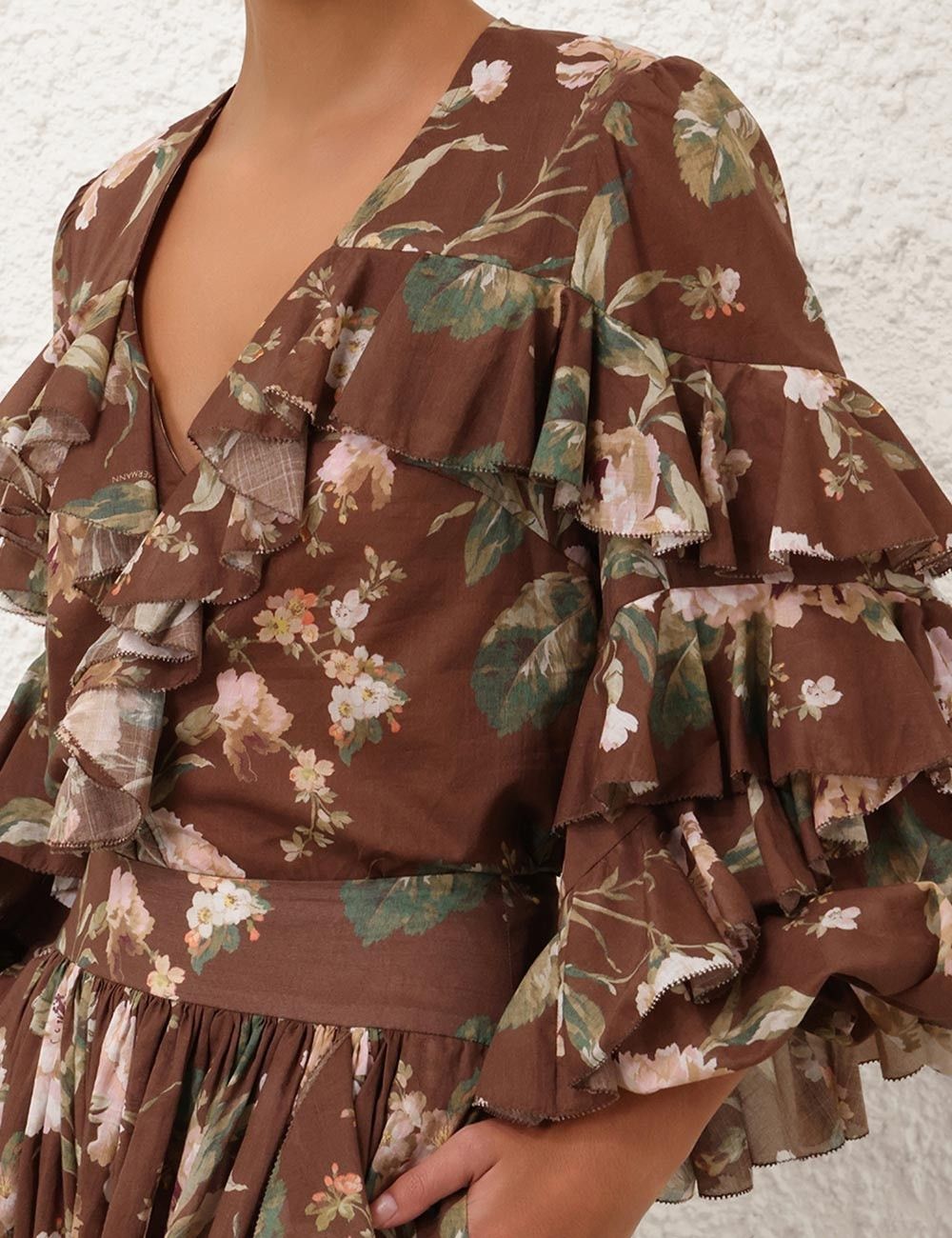 Zimmermann oc11z1025 Acacia Ruffle Blouse in Multicolor Size L / US 10 / IT 46 - 5 Thumbnail