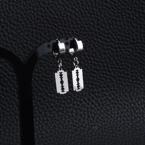Other Titanium Steel Razor Blade Shape Dangle Drop Earrings Size ONE SIZE - 3 Thumbnail
