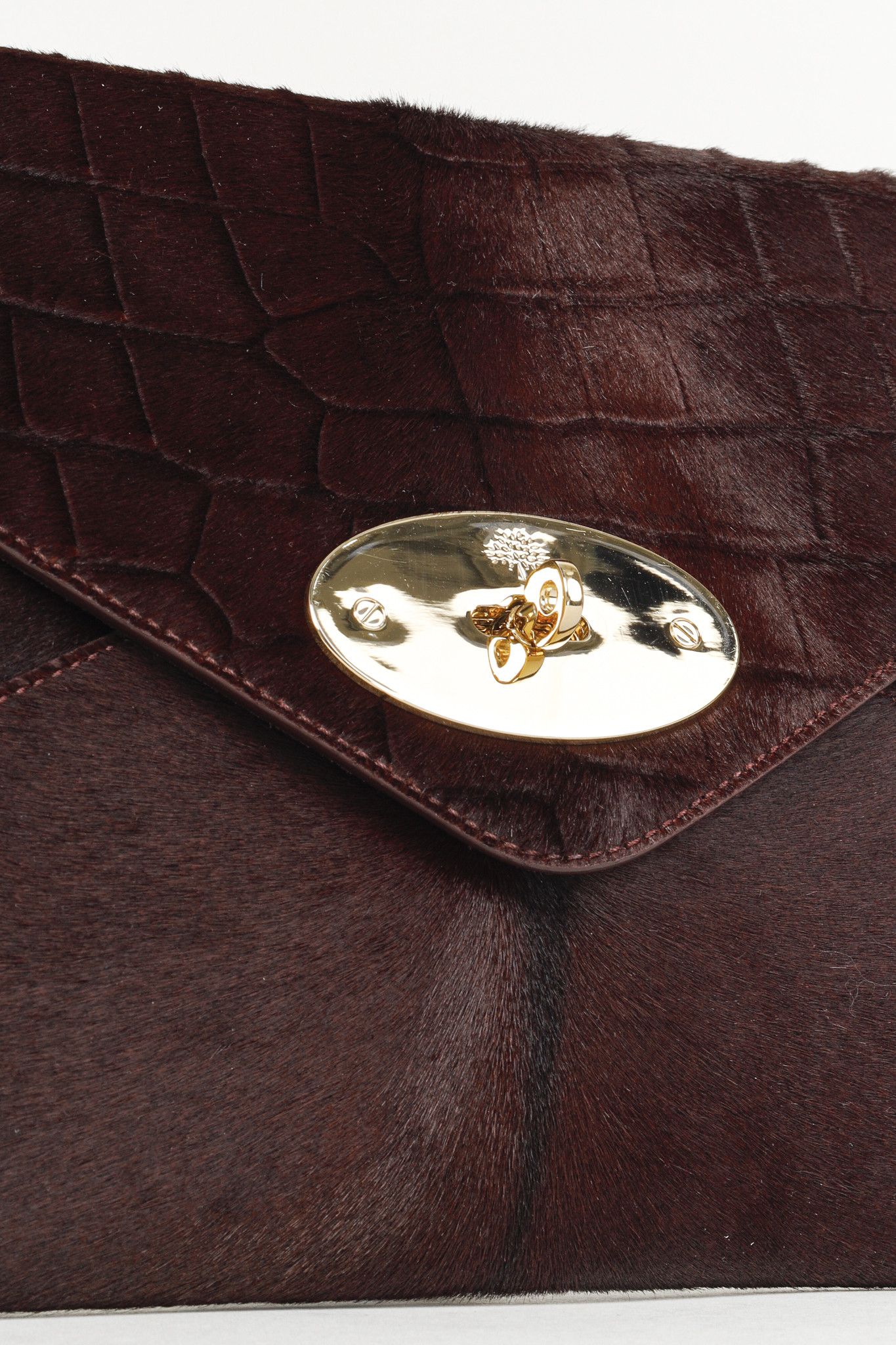 Mulberry Mulberry Willow Burgundy Croc Embossed Pony Hair Clutch Size ONE SIZE - 7 Thumbnail