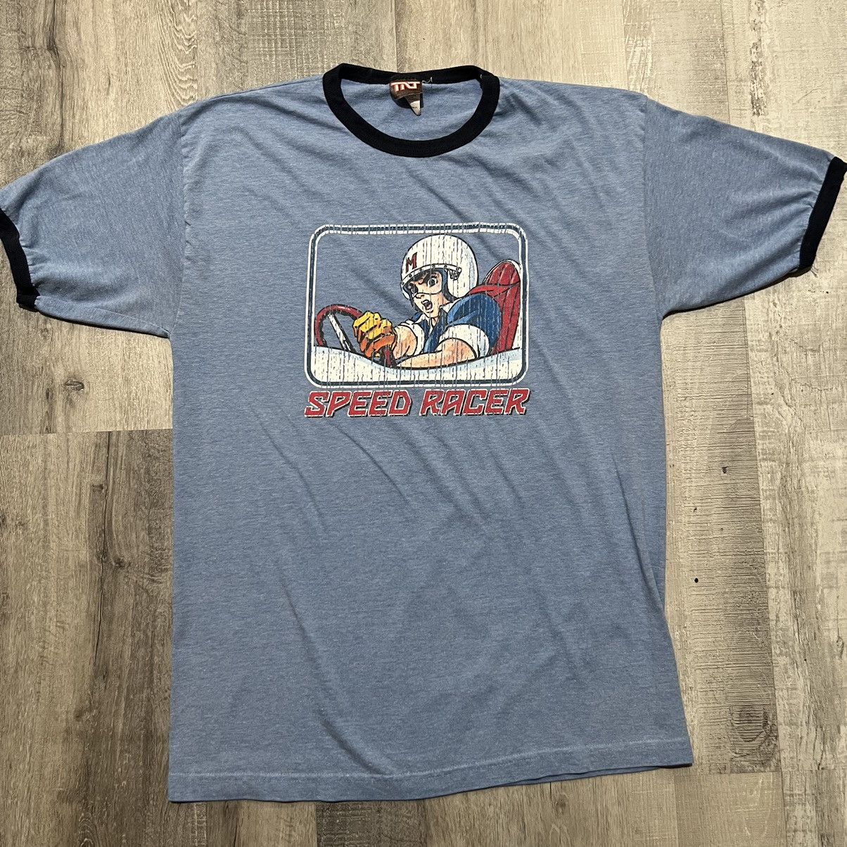 Vintage TNT Speed Racer Blue Ringer Cartoon Racing Racer 2005 Shirt Size US L / EU 52-54 / 3 - 1 Thumbnail
