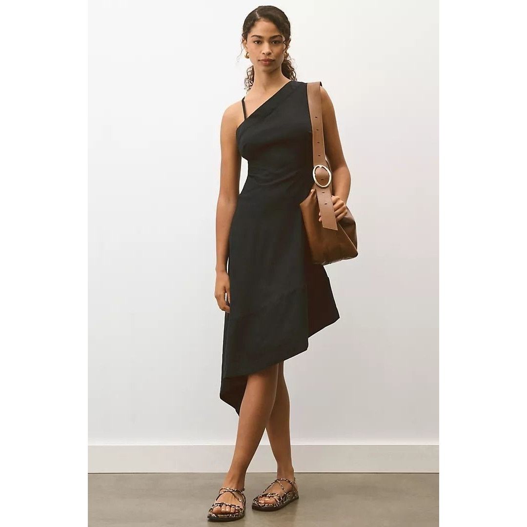 Anthropologie NWT Sleeveless Asymmetrical Open-Back Linen Midi Dress $178 Size M / US 6-8 / IT 42-44 - 1 Thumbnail