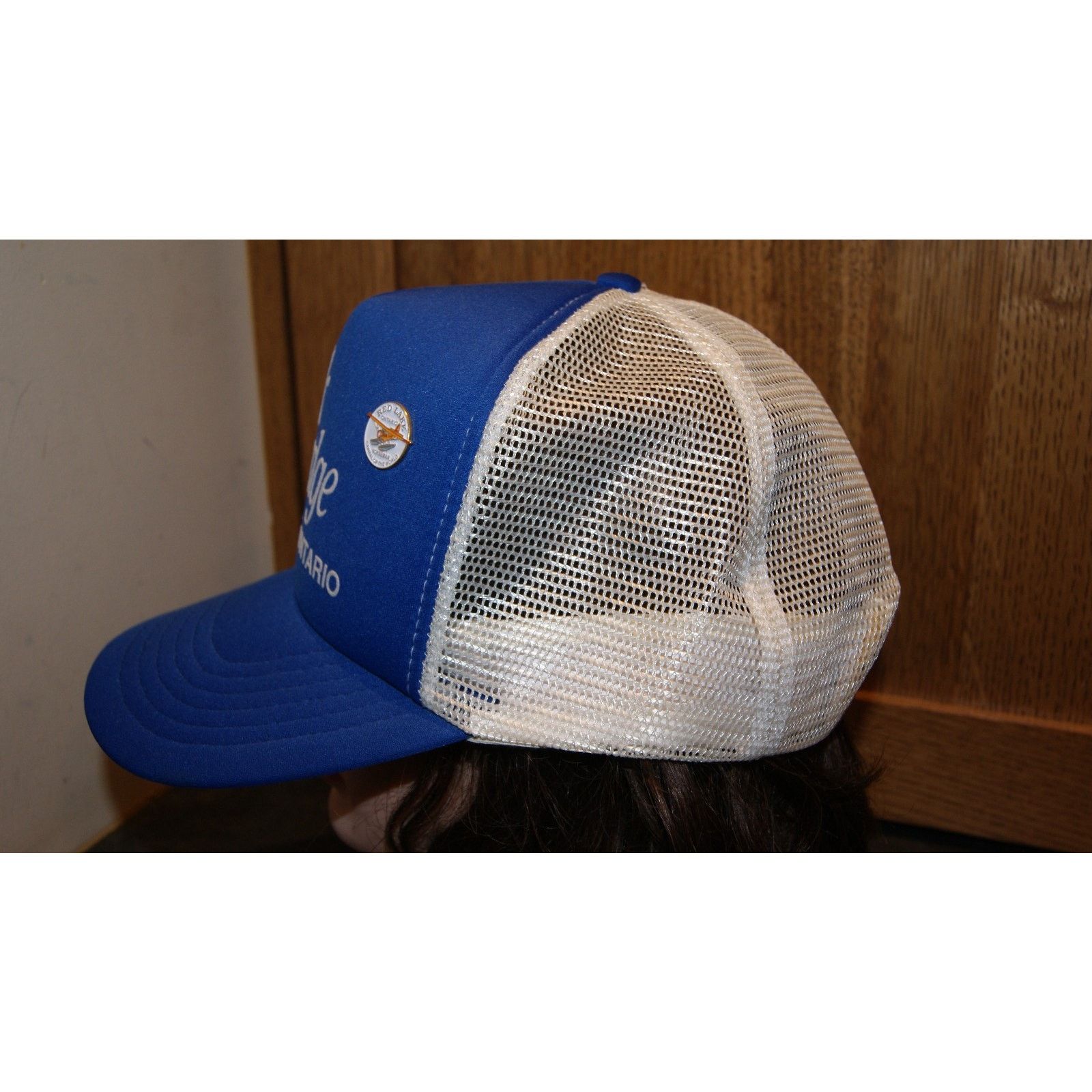 Vintage VTG Amik Lodge Deer Lake Ontario Canada Blue Trucker Hat Cap Size ONE SIZE - 4 Thumbnail