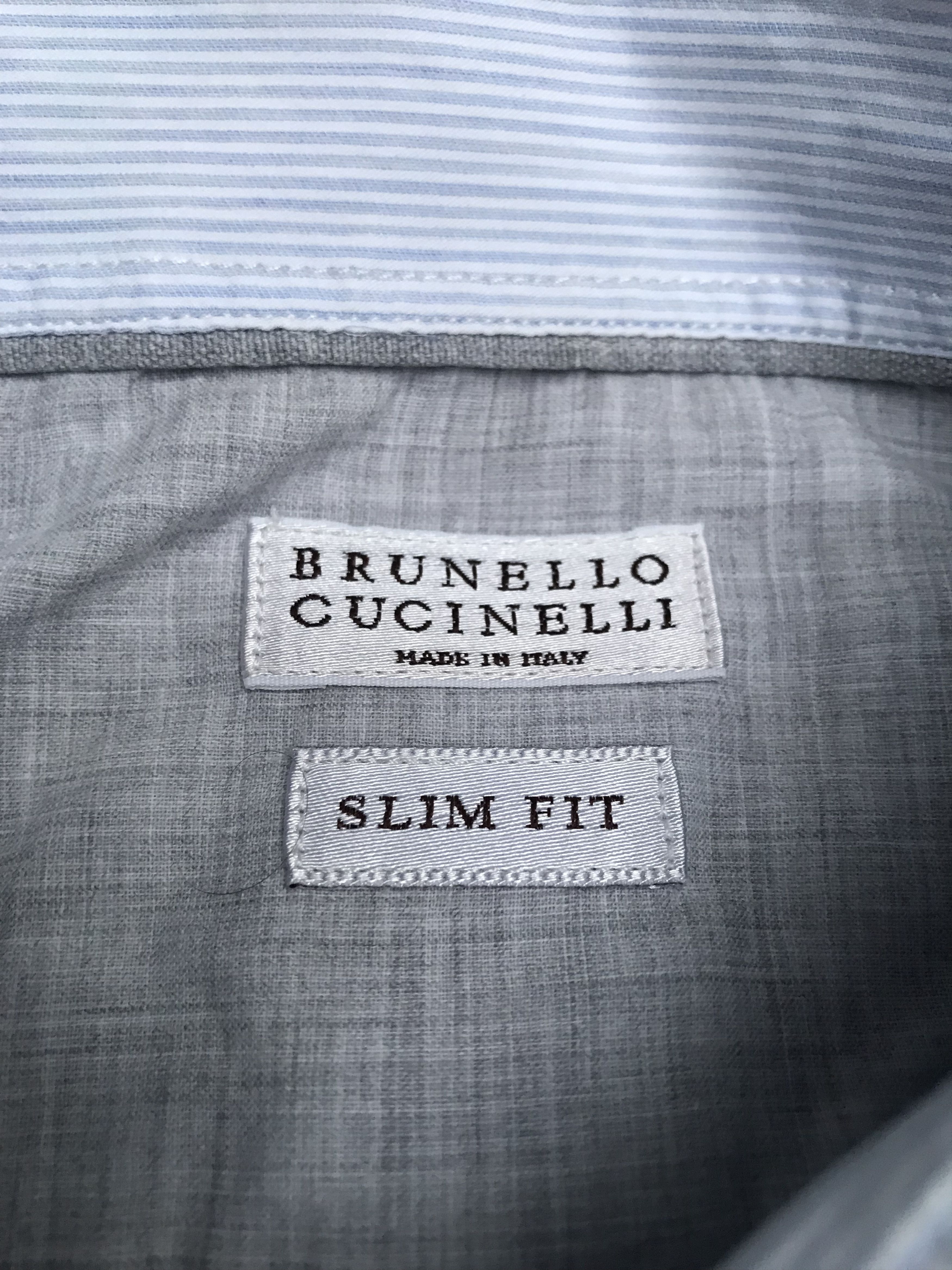 Brunello Cucinelli High-End Cotton Poplin Striped Button Up in Blue, Men's (Size M)