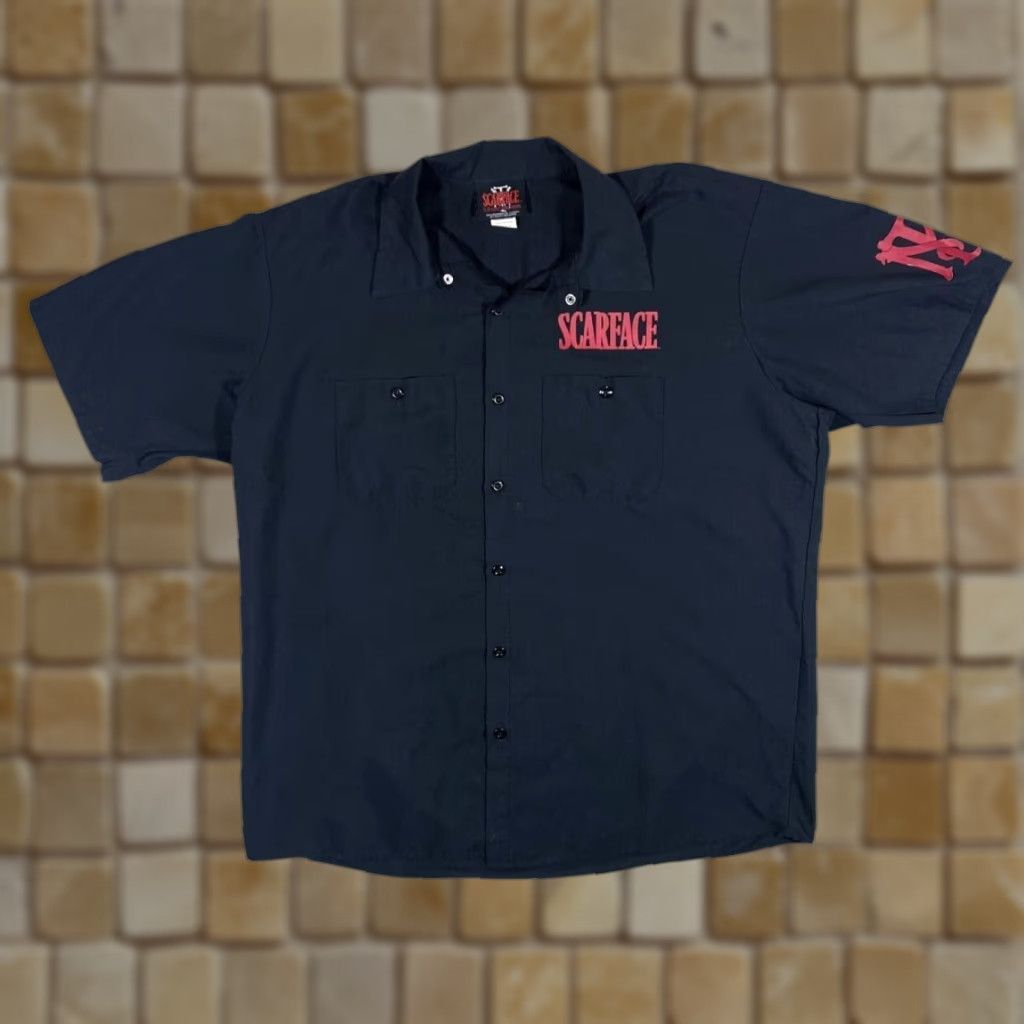 Vintage Dragonfly SCARFACE Black Short Sleeve Shirt XL Men Movie Graphic Front Back 00s Vintage Shirt Mens Size US XL / EU 56 / 4 - 1 Thumbnail