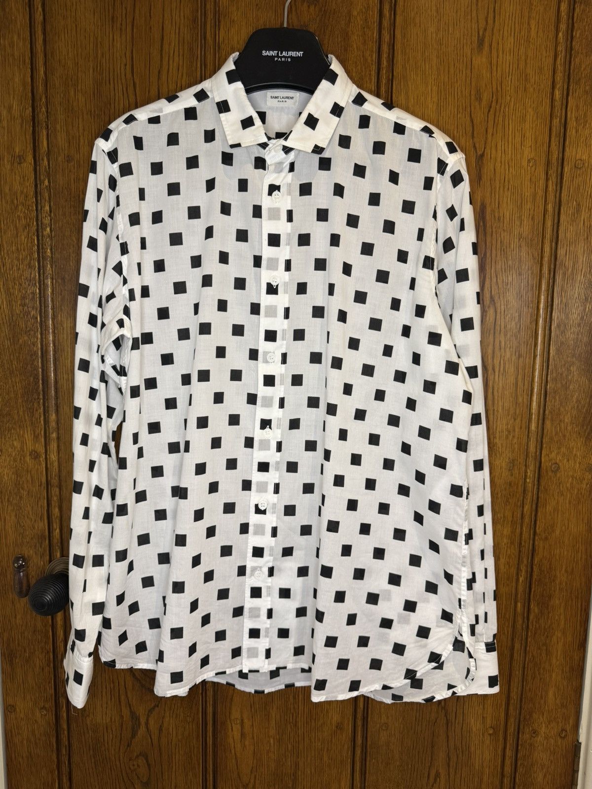 Saint Laurent Paris SS13 Saint Laurent square polka dot white shirt Hedi Slimane Size US M / EU 48-50 / 2 - 1 Thumbnail