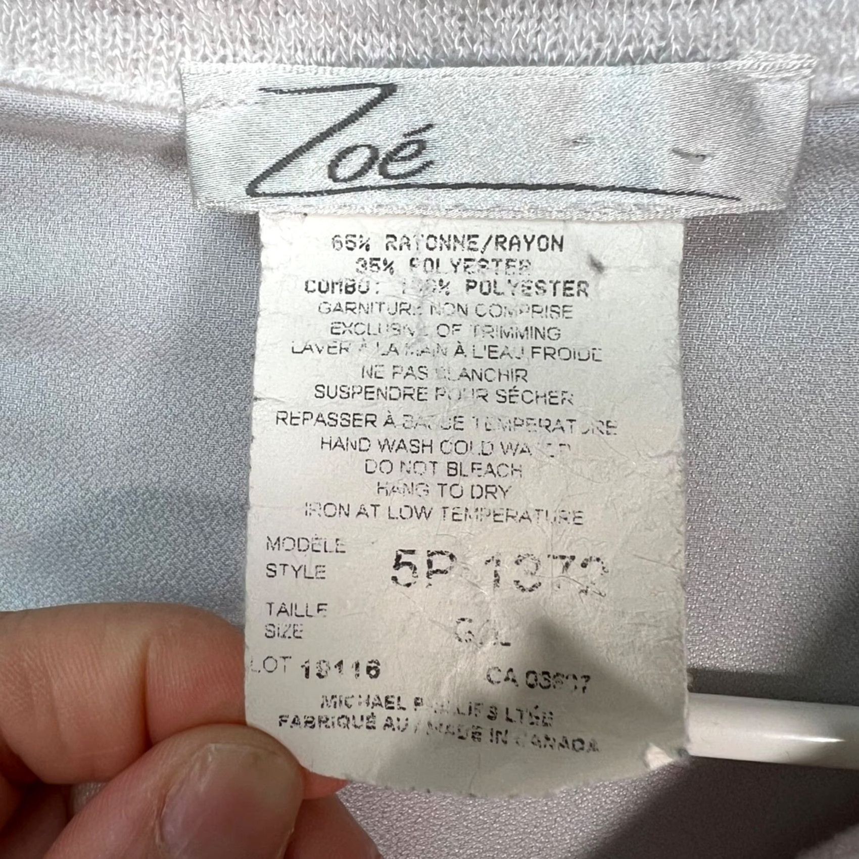 Vintage Zoe Womens Blouse Shirt Large White Button-Up Tie Sleeve Detail Sheer Panels VINTAGE? No Size L / US 10 / IT 46 - 3 Thumbnail