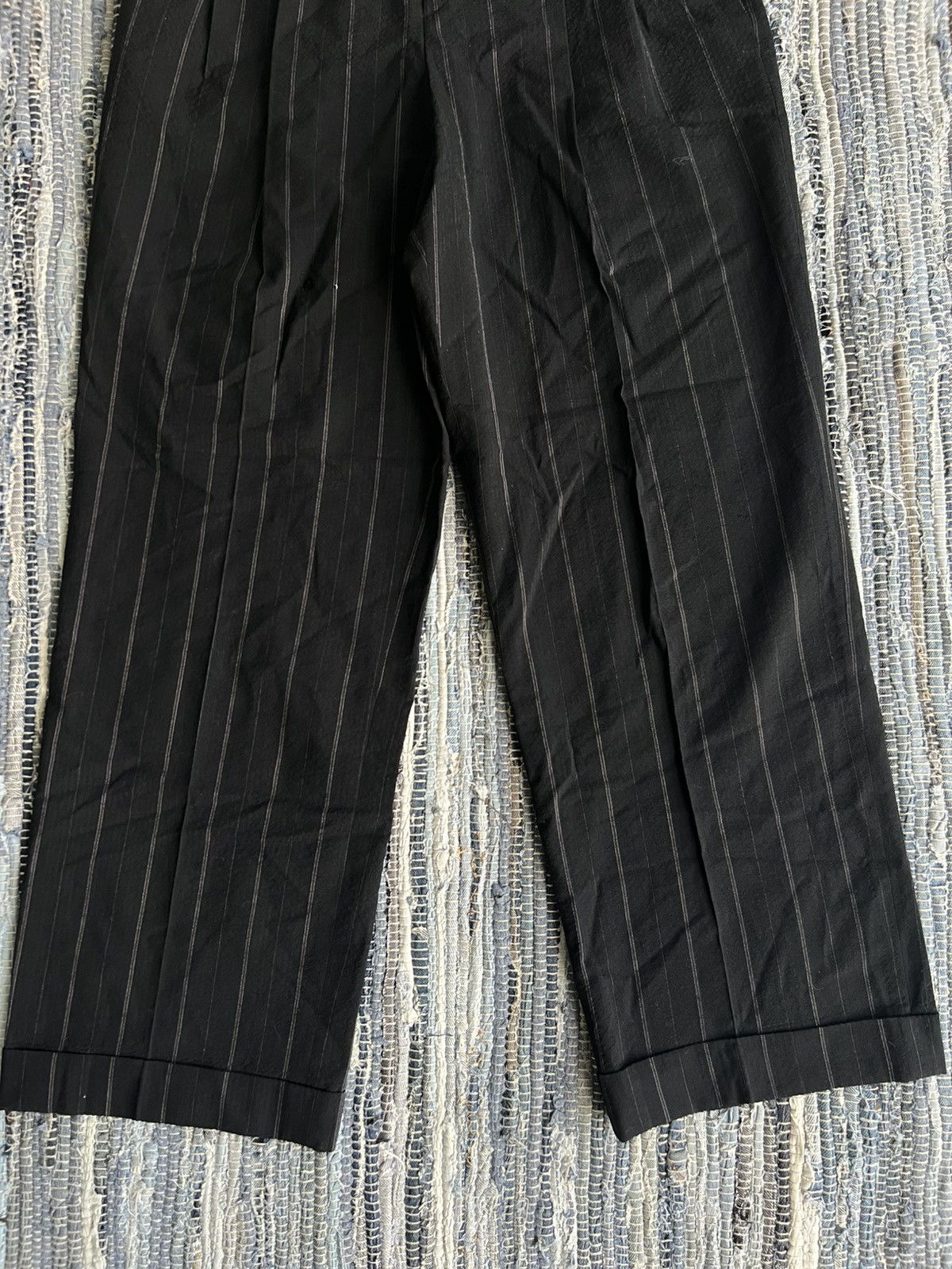 Ralph Lauren Purple Label 🇮🇹 Made High Waist Wide Leg Pinstriped Pleated Wool Pants Size 27" / US 4 / IT 40 - 4 Thumbnail
