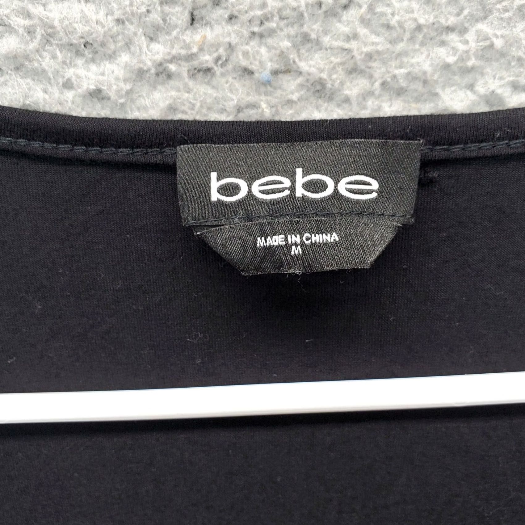 Bebe bebe Womens Size M Black Beaded Stretch Short Sleeve T Shirt Top Round Neck Casual Shirt Size M / US 6-8 / IT 42-44 - 3 Thumbnail