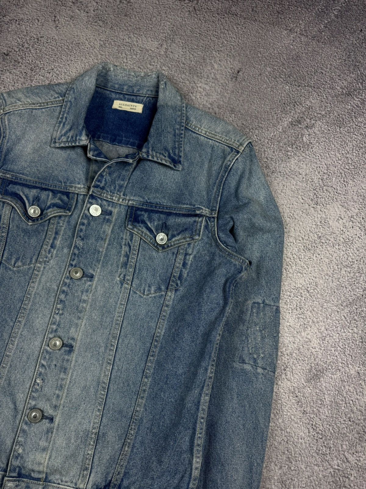 Allsaints All Saints Spitalfields Dustout Distressed Denim Jacket Size US M / EU 48-50 / 2 - 10 Thumbnail