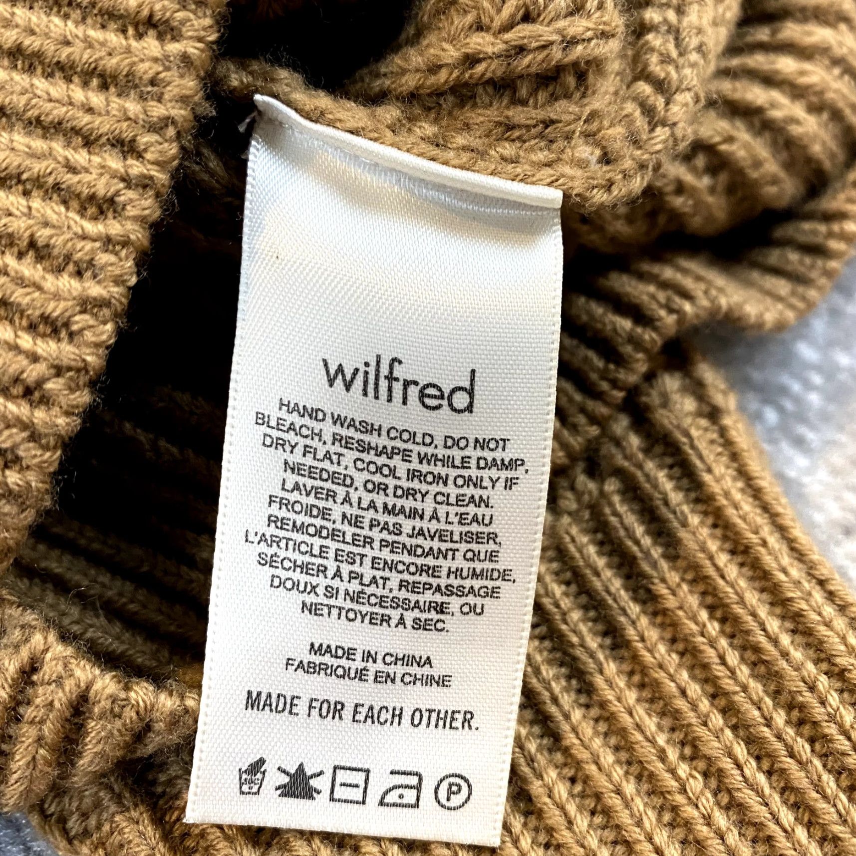 Vintage ARITZIA Wilfred Wool Sweater Womens XS Brown Turtleneck Pullover Fine Merino Size XS / US 0-2 / IT 36-38 - 7 Thumbnail